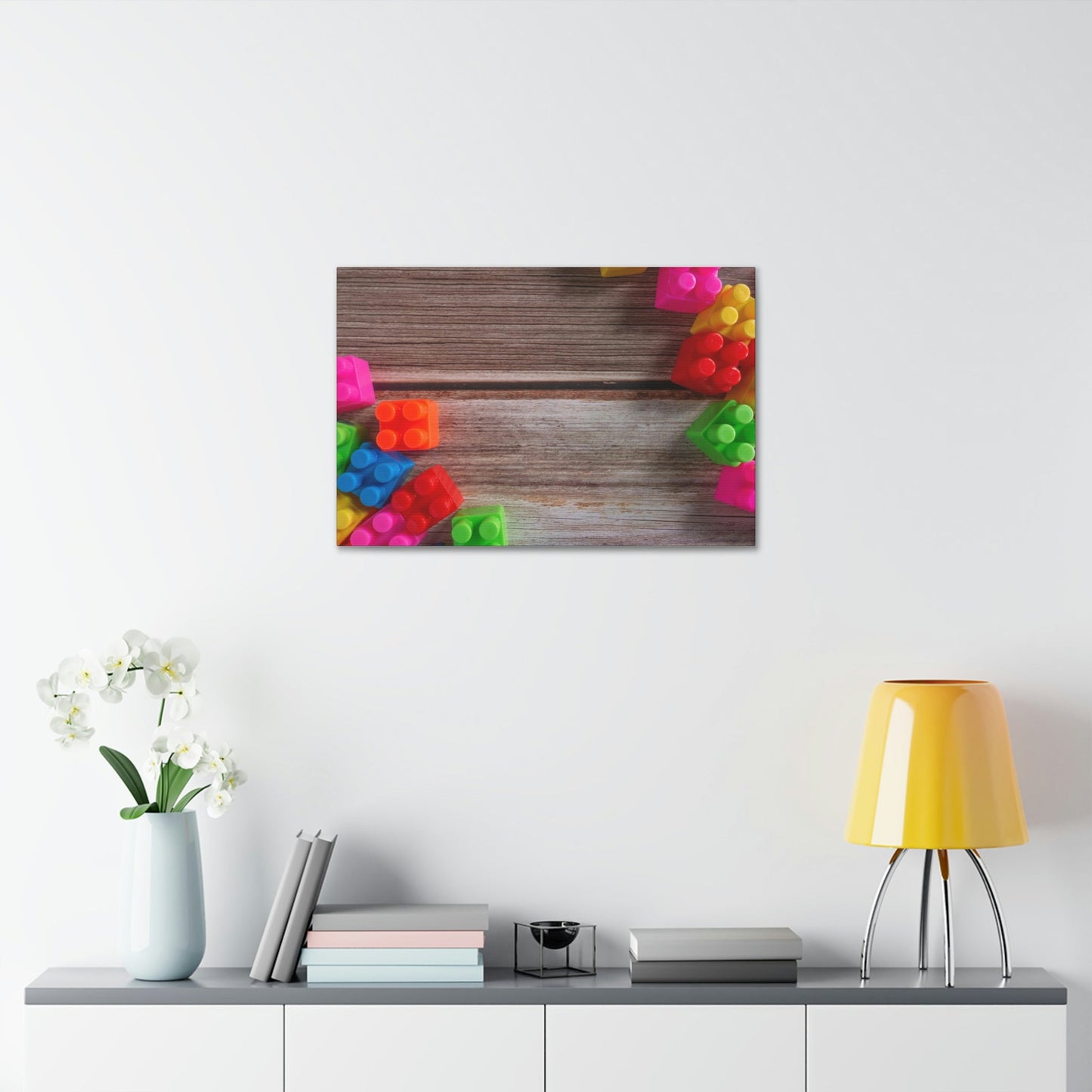 Colorful Block Mastery: Framed Canvas and Print of Lego Art