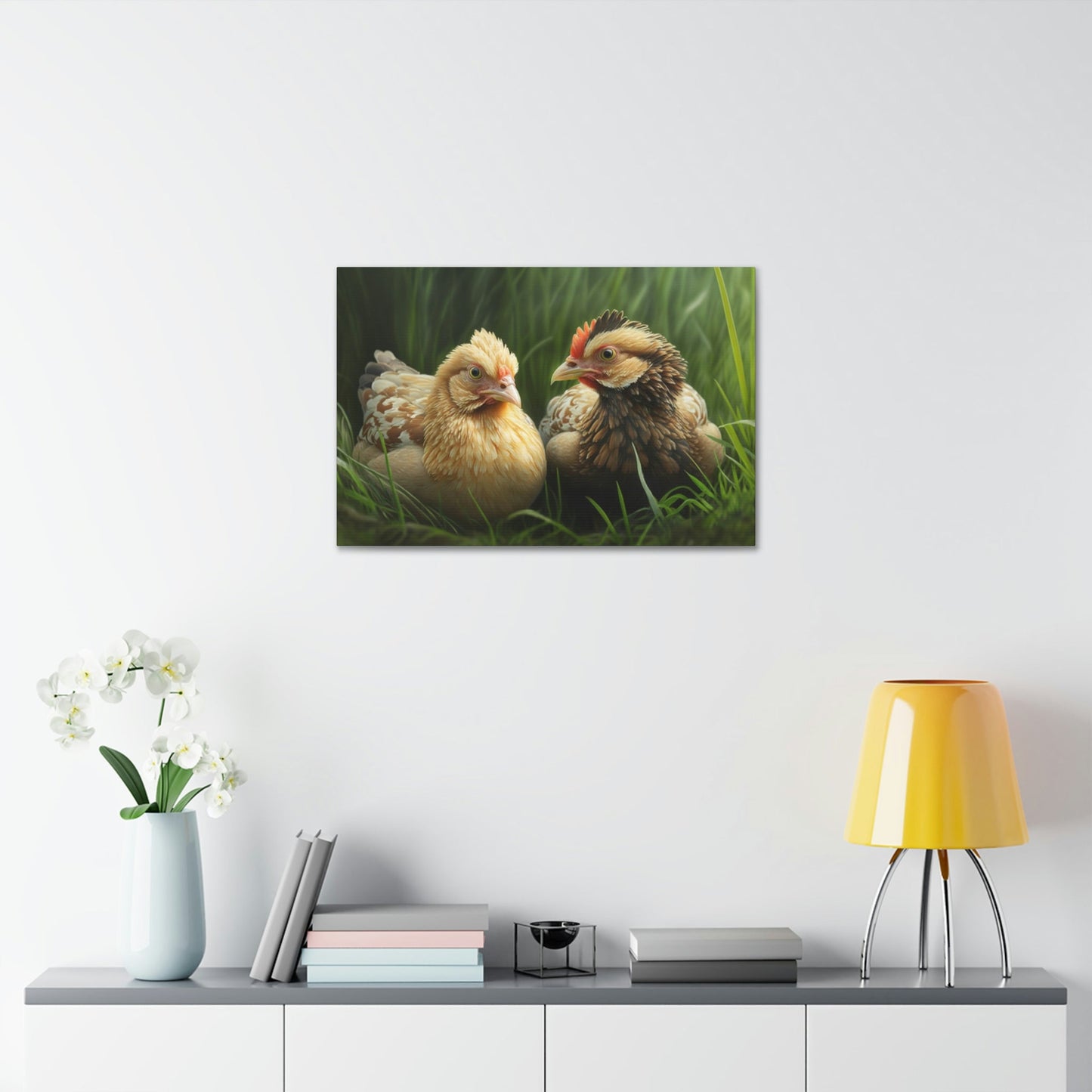 Rustic Henhouse: Framed Canvas with Delightful Chickens