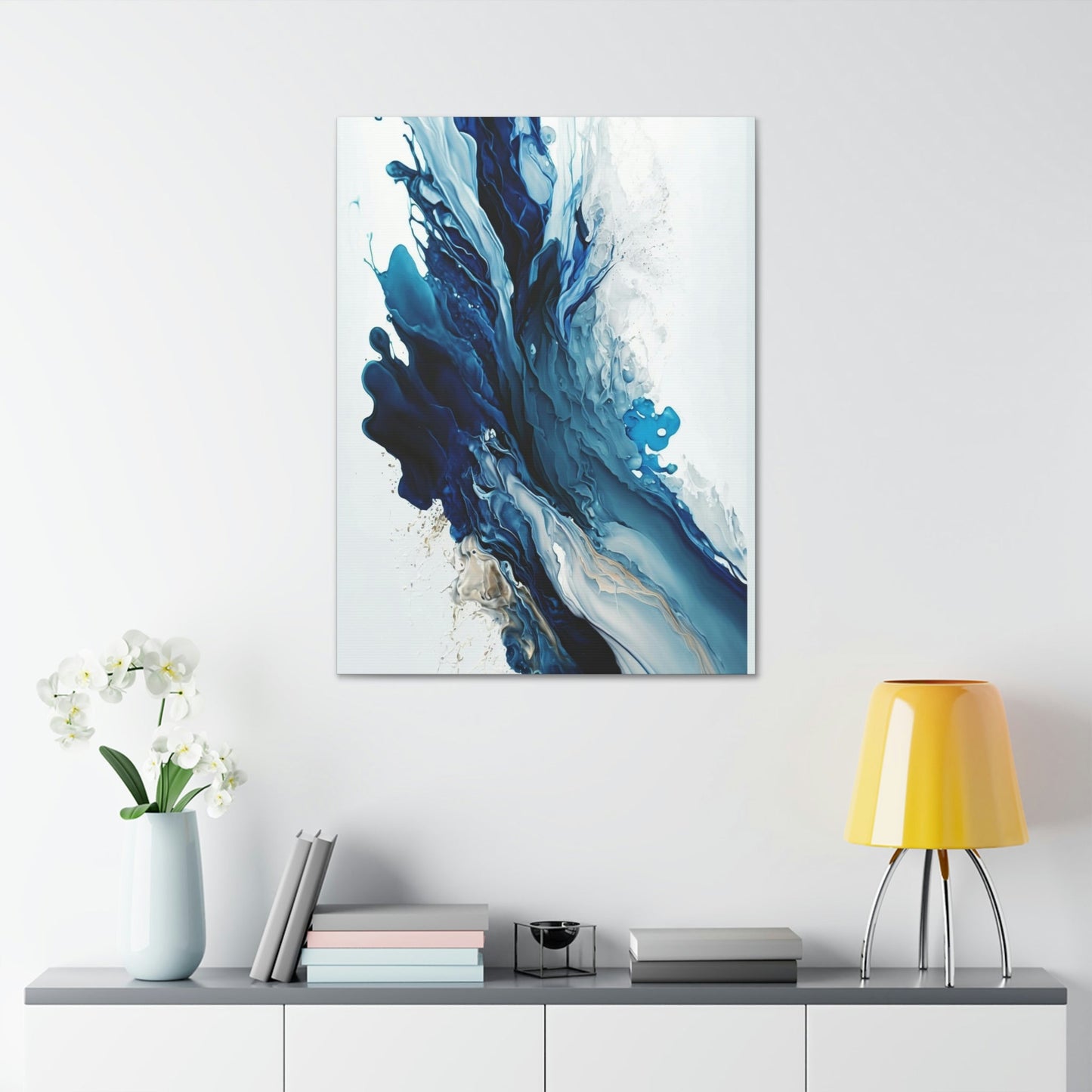 Blue Harmony: A Framed Poster & Canvas Print of a Blue and White Abstract Artwork