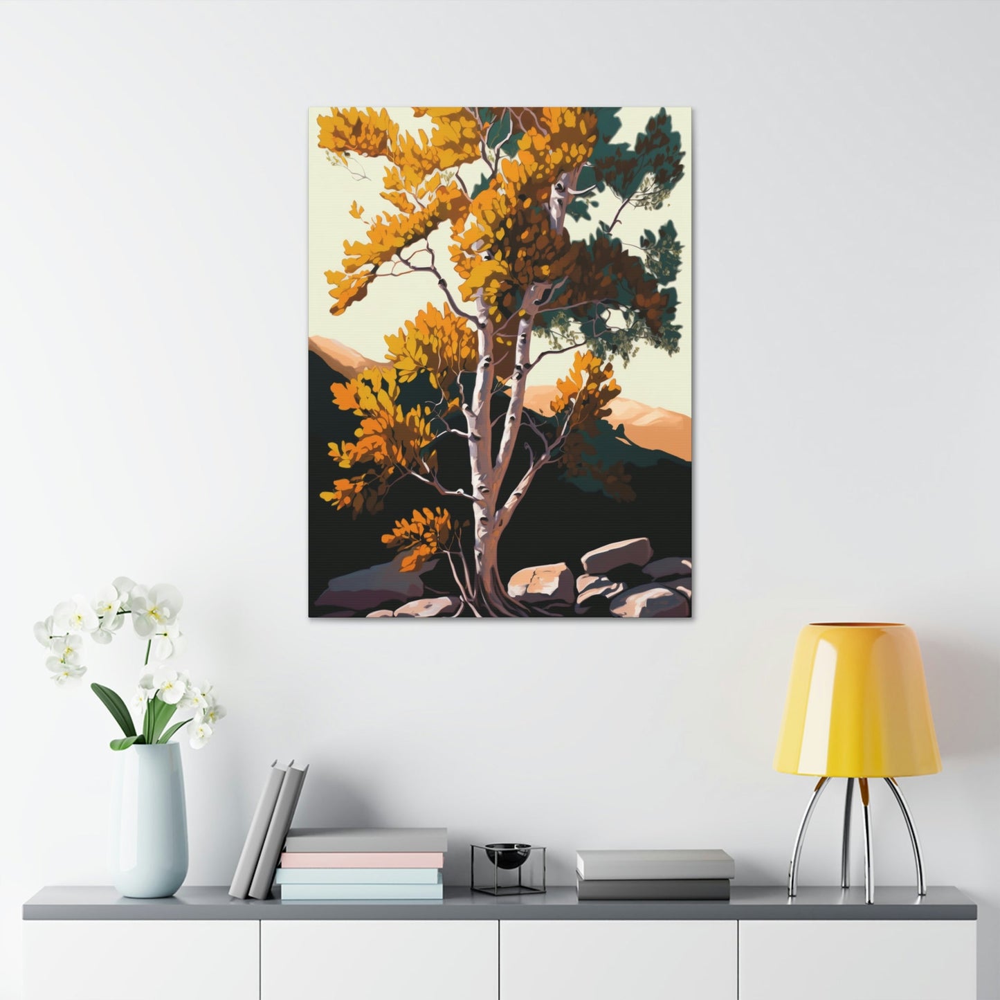 The Enchantment of Fall: Framed Canvas & Poster Print of Aspen Trees in the Forest