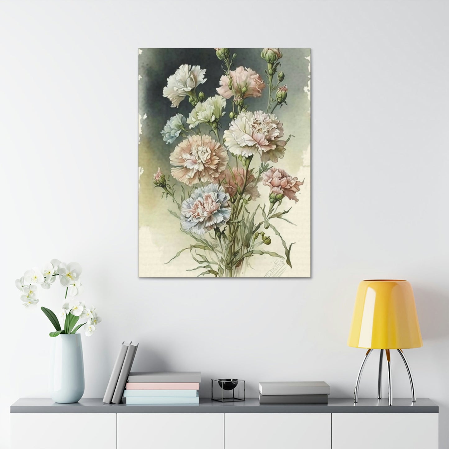 Floral Delight: Natural Canvas and Art Prints of Carnations for Home Decor