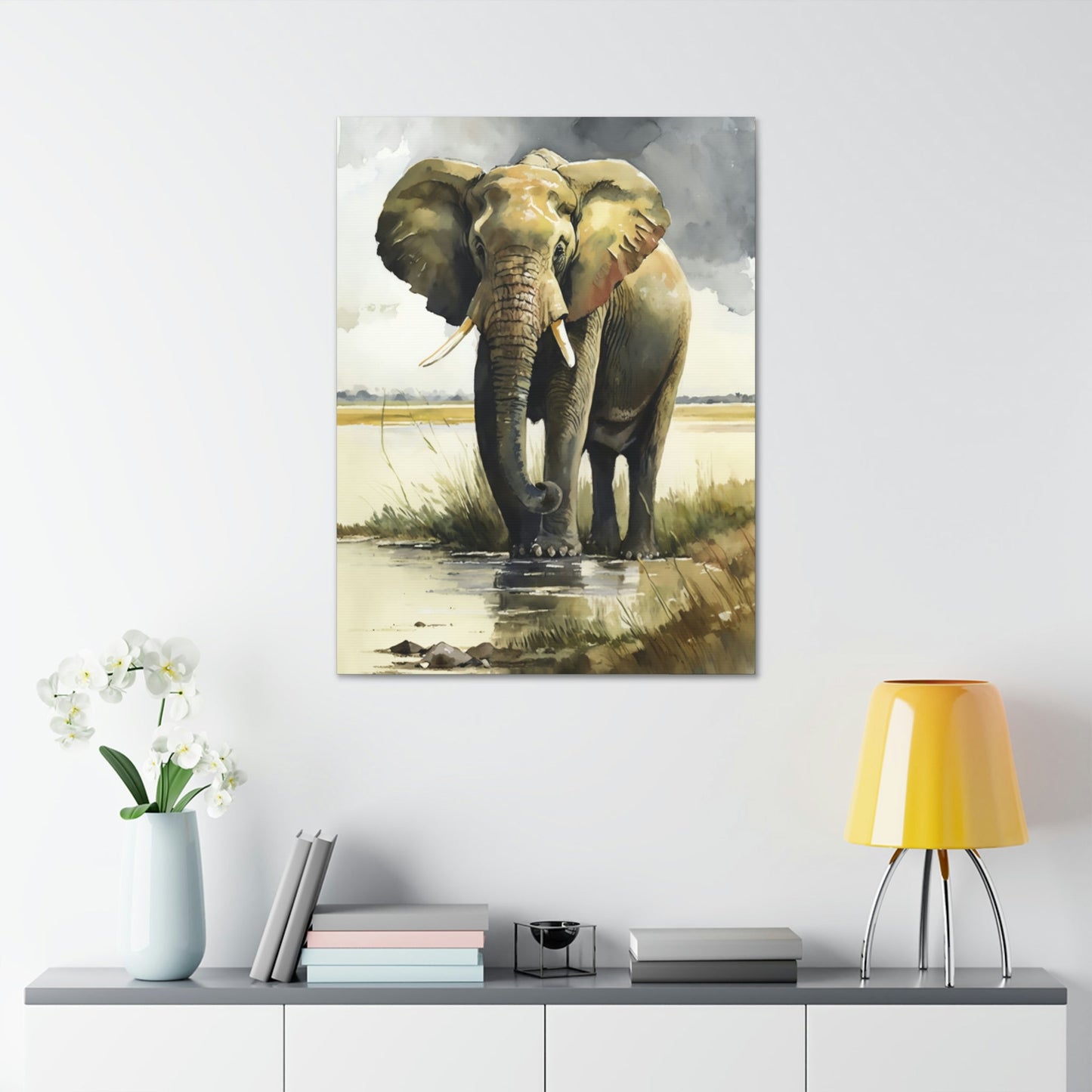 Serene Giants: Beautiful Art of Elephant in Calming Natural Landscapes