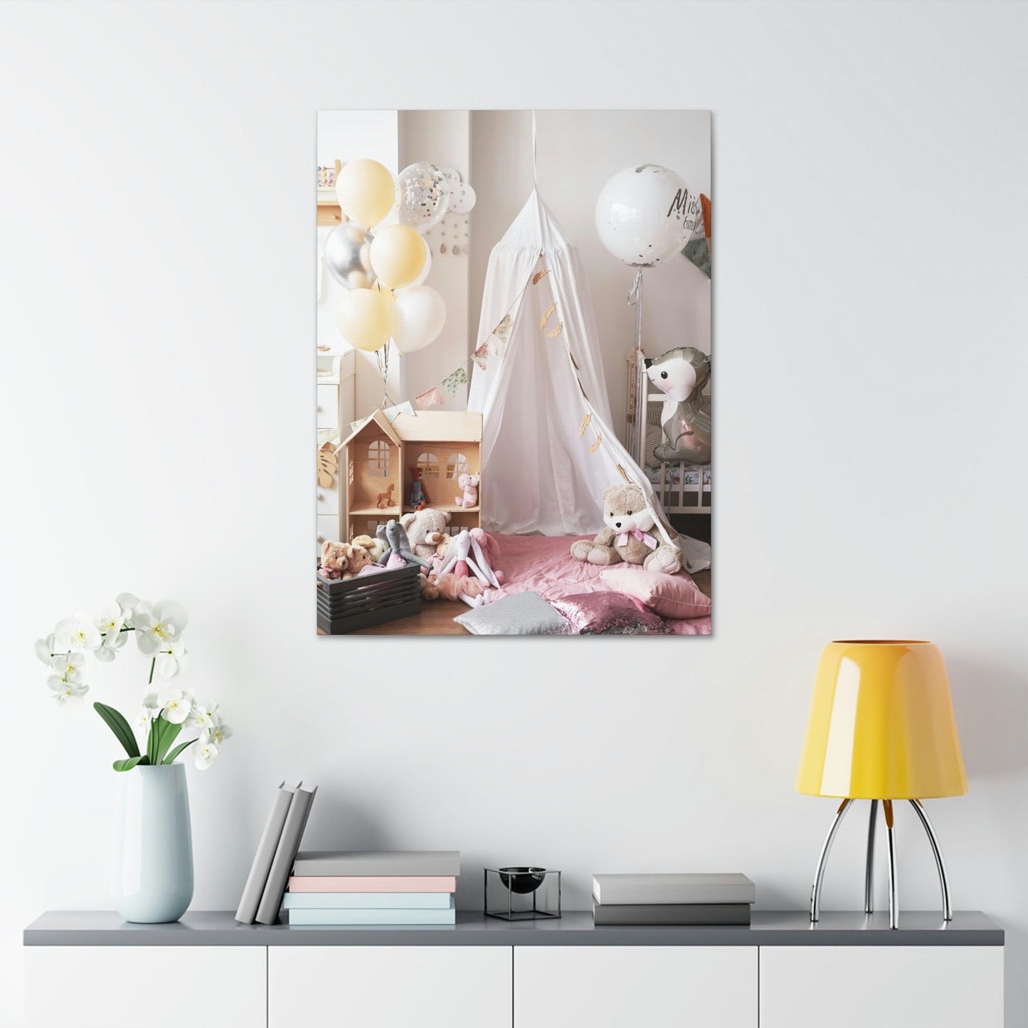 Princess Dreams: Elegant Framed Canvas for Girls Room Wall Decor