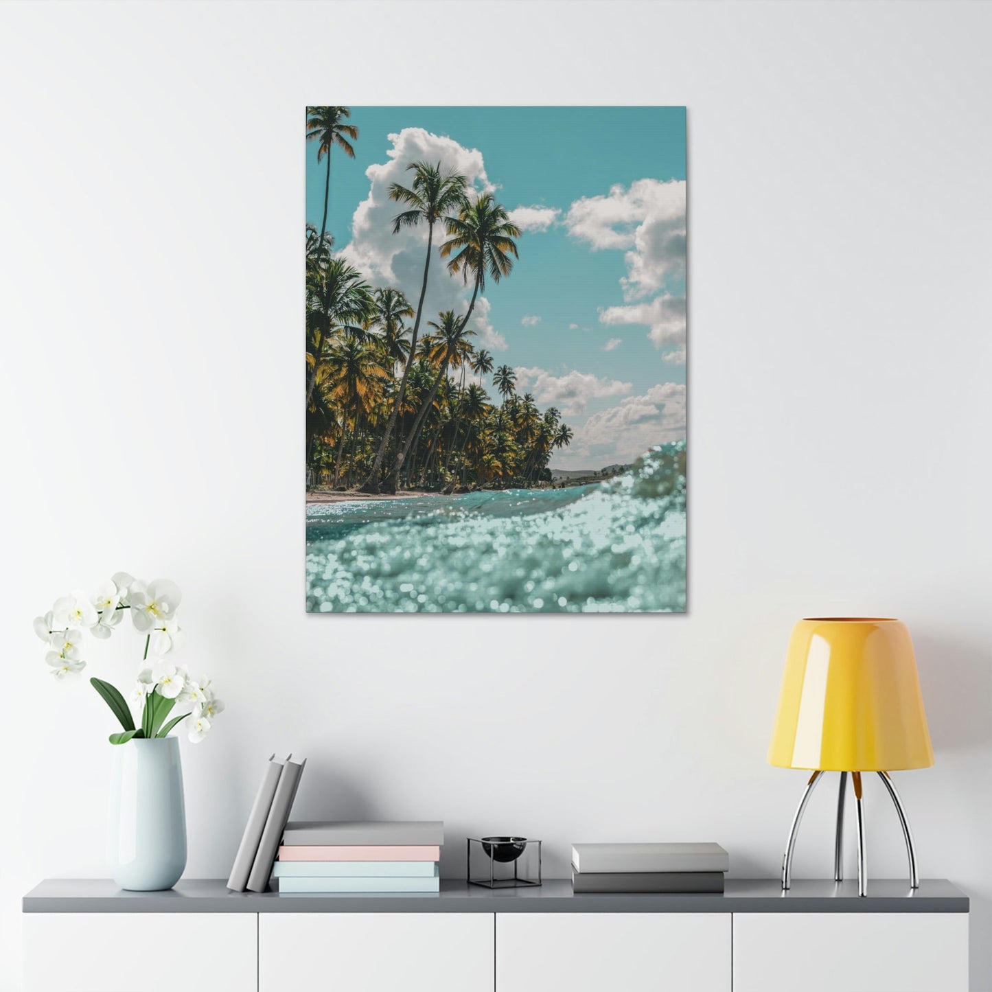 Tropical Retreat: Stunning Poster of a Sandy Beach with Palm Trees