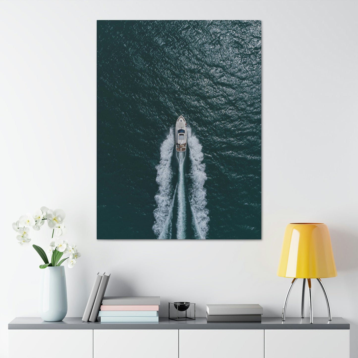 Modern Boat Art: Contemporary Print on Canvas