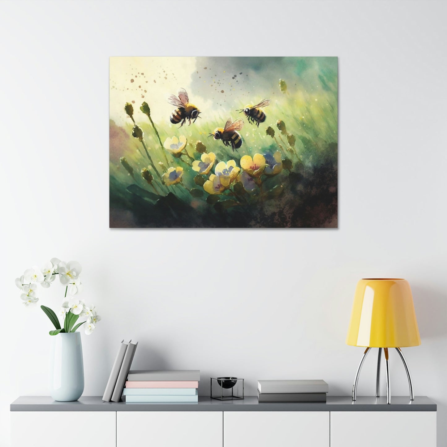Pollinator Paradise: A Poster & Canvas Print of a Garden Teeming with Bees