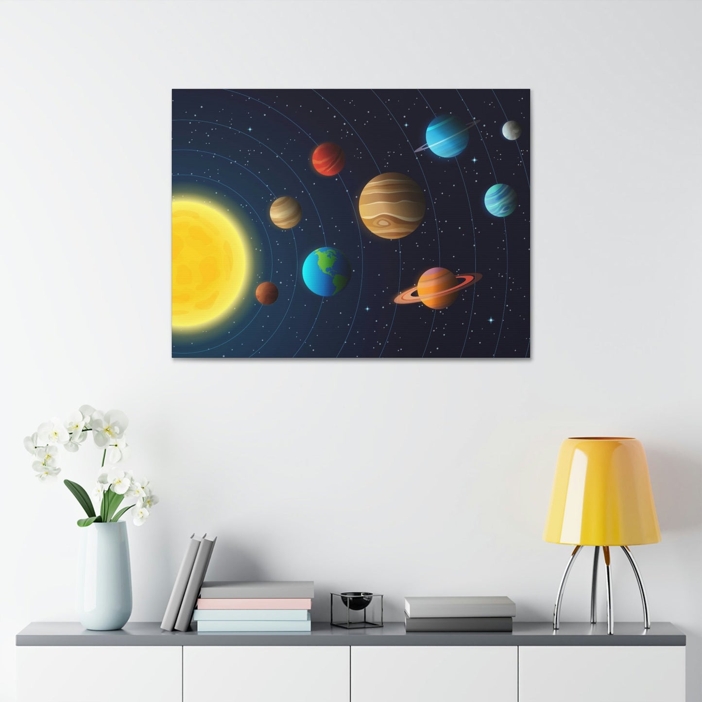 Space Odyssey: Natural Canvas Wall Art Featuring the Solar System in All Its Glory