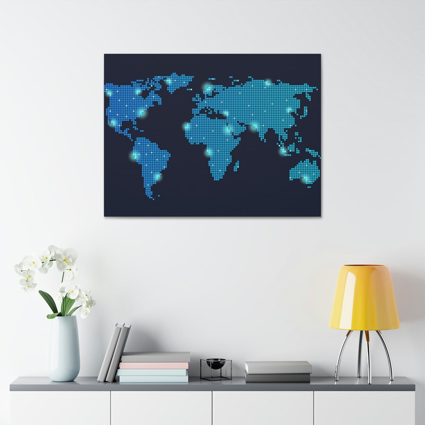 The World in Color: Framed Canvas of Colorful Political Maps