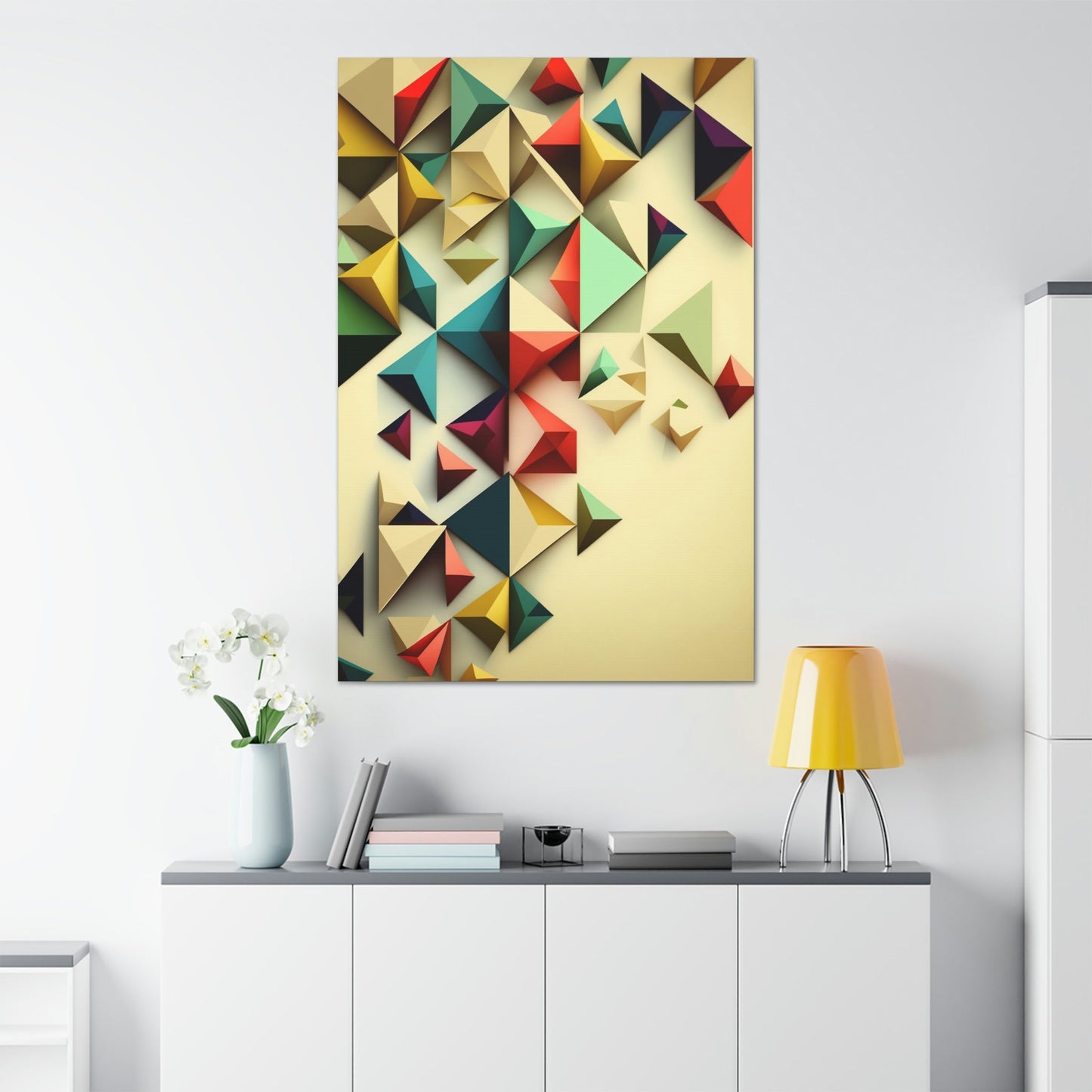 Framed Canvas & Poster Print of Geometric Artwork: A Fusion of Shapes