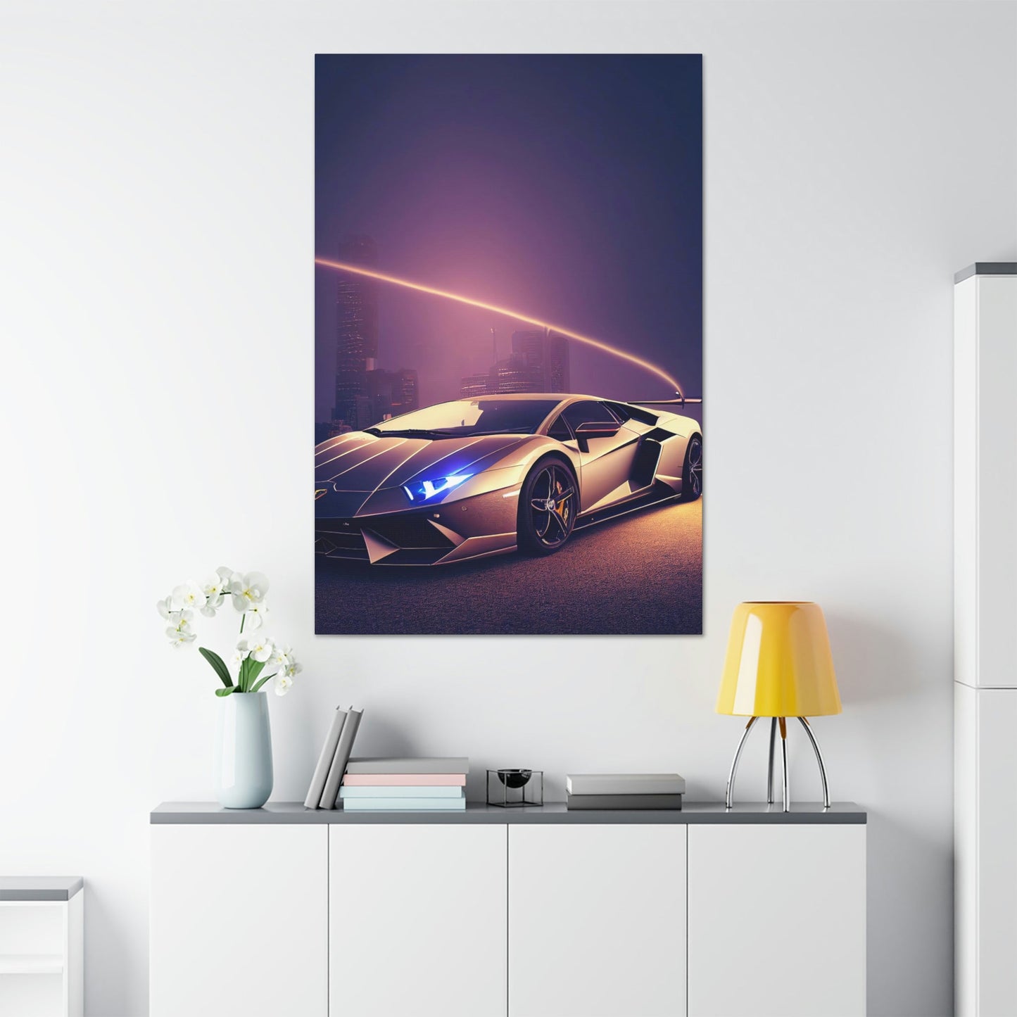 Sleek Supercar Beauty: Framed Canvas & Poster Print of a Lamborghini