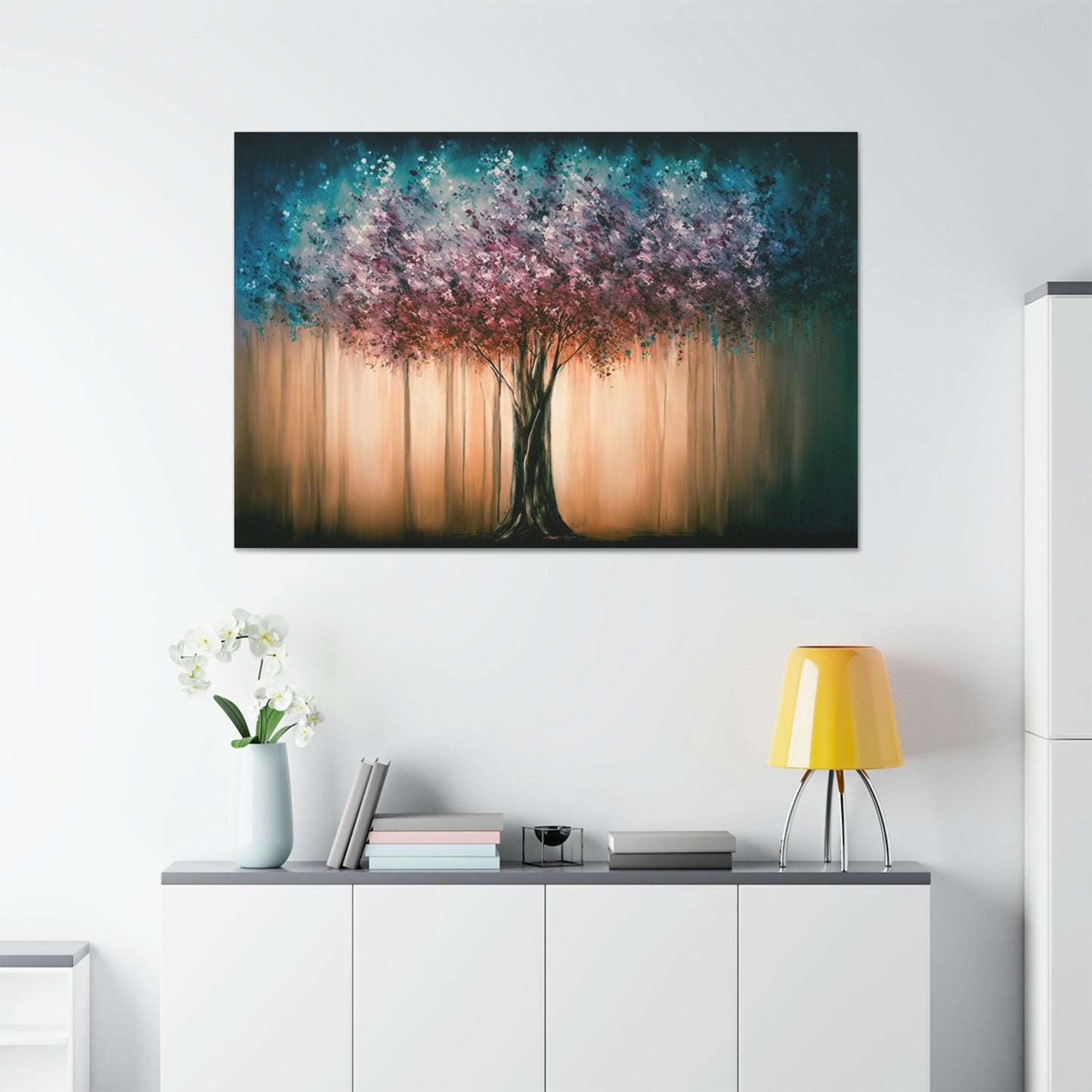 Harmonious Oasis: Abstract Landscape Print on Framed Canvas & Poster