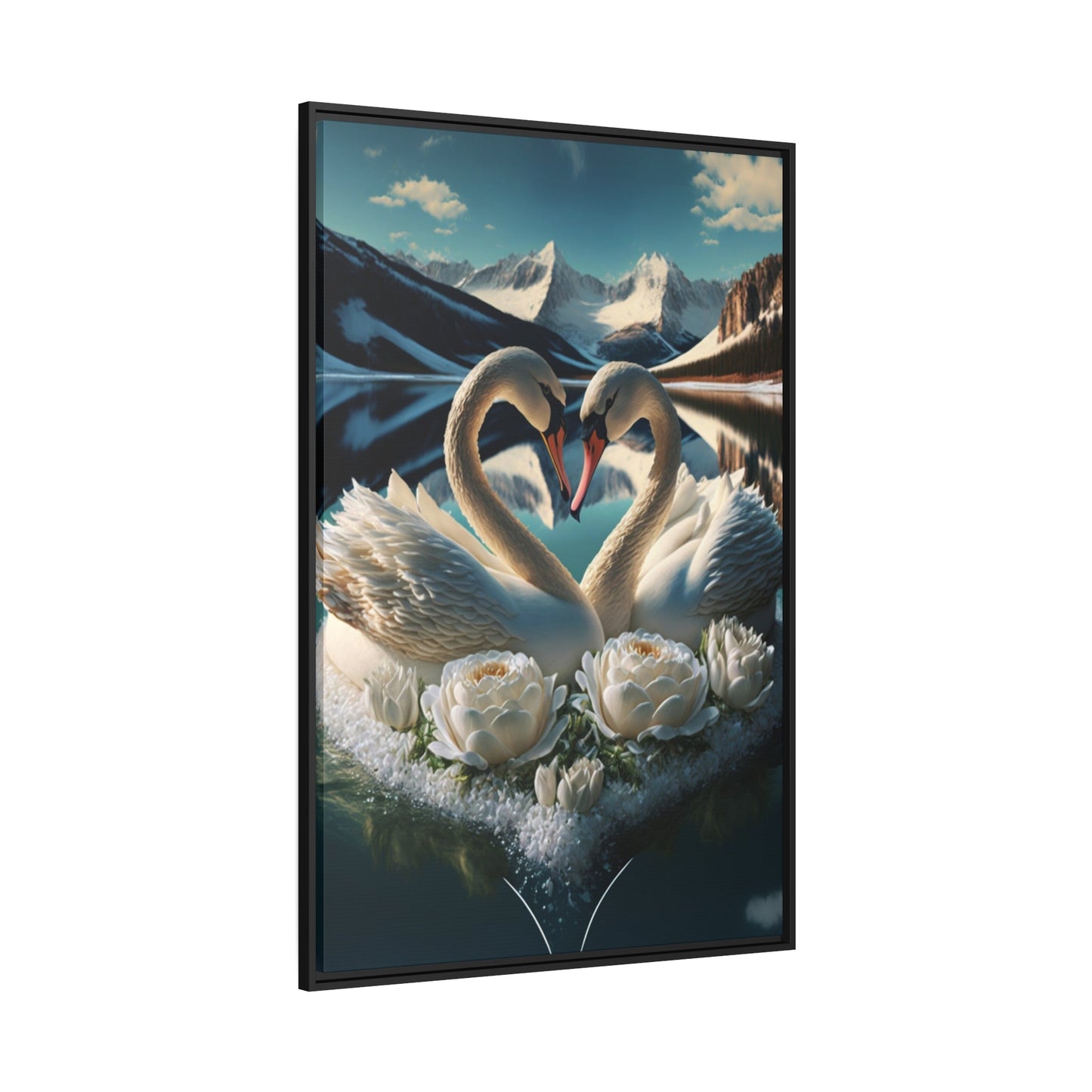 The Majesty of Swans: Framed Canvas Print of These Beautiful Birds in Their Natural Element