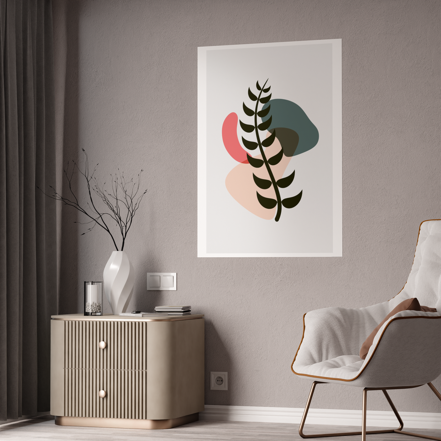 Natural Canvas Art: Abstract Minimalist Design with Earthy Tones