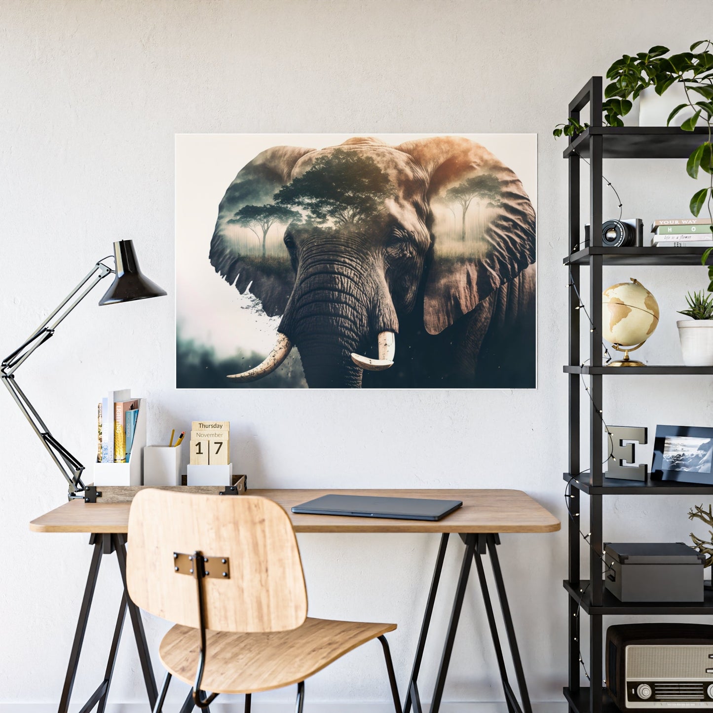 Elegant Elephant: A High-Quality Print on Canvas of an Elephant's Beauty