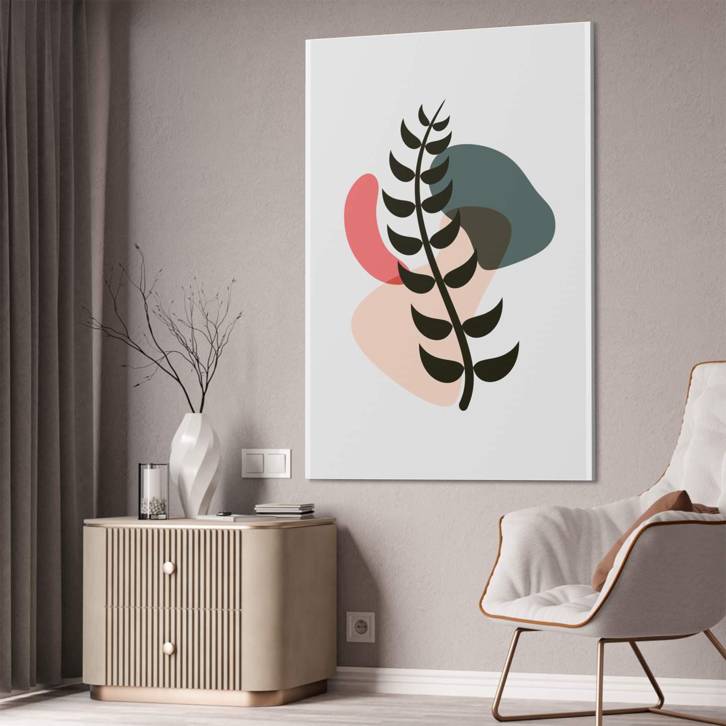 Natural Canvas Art: Abstract Minimalist Design with Earthy Tones