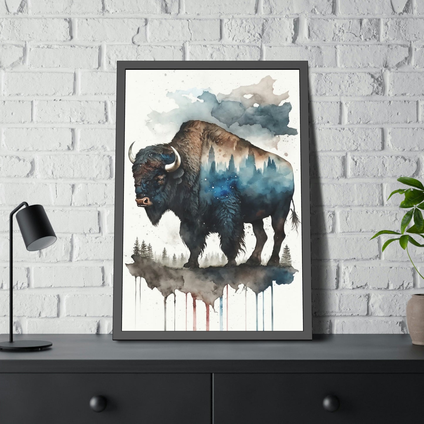 A Lone Buffalo in the Wild: An Inspiring Artwork on Canvas & Poster