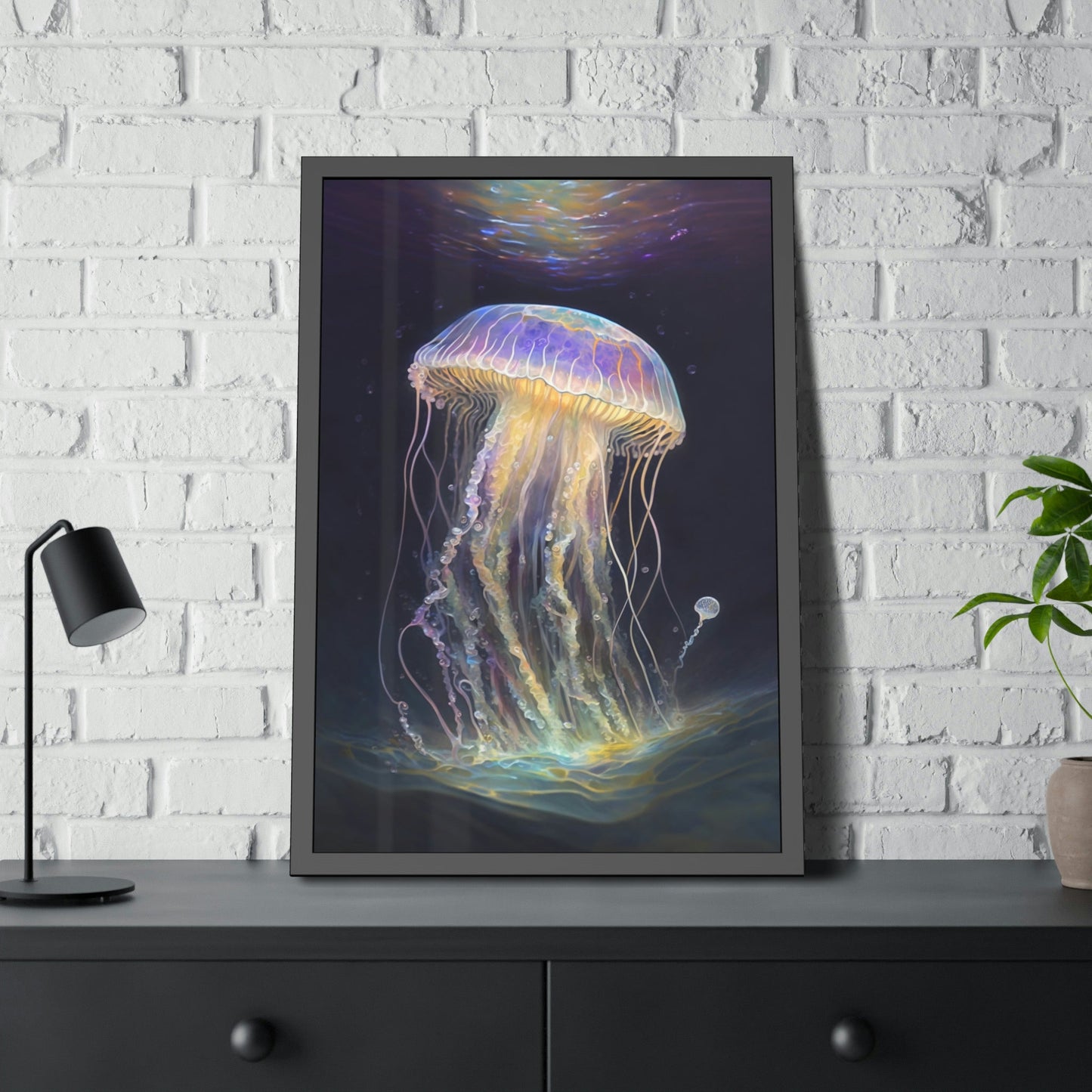 Mesmerizing Ocean Life: Artistic Print on Canvas Featuring Jellyfishes