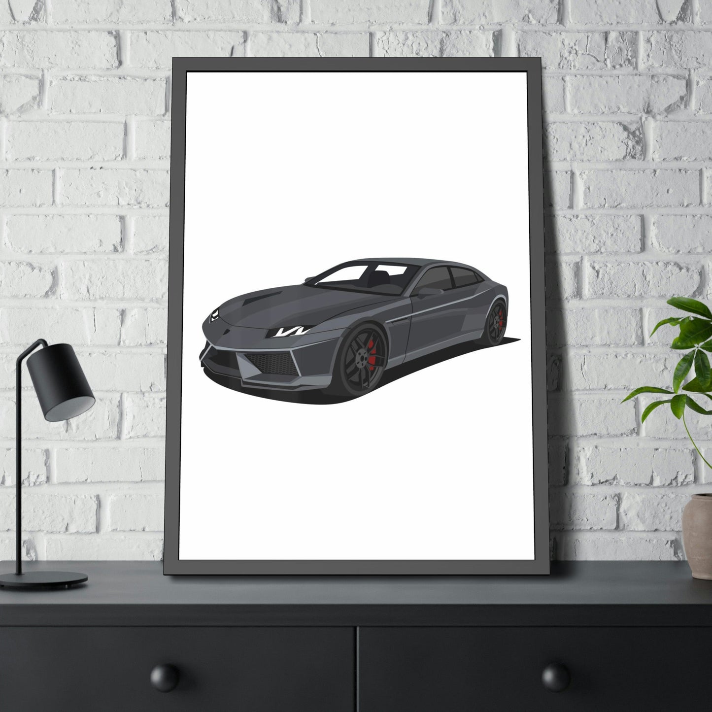 Mysterious Power: Black Lamborghini Framed Canvas & Poster Artwork