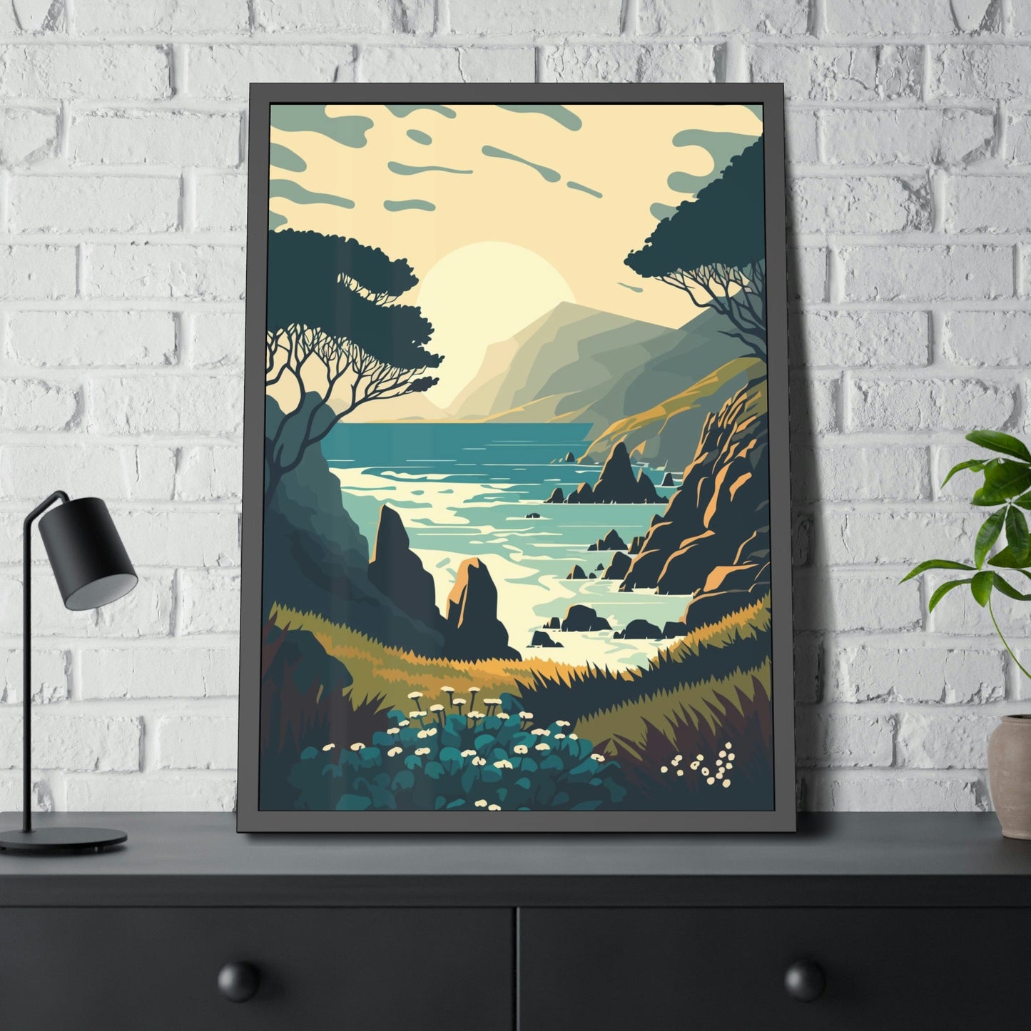 The Majesty of Lakes: Poster of a Majestic Lake on Framed Canvas