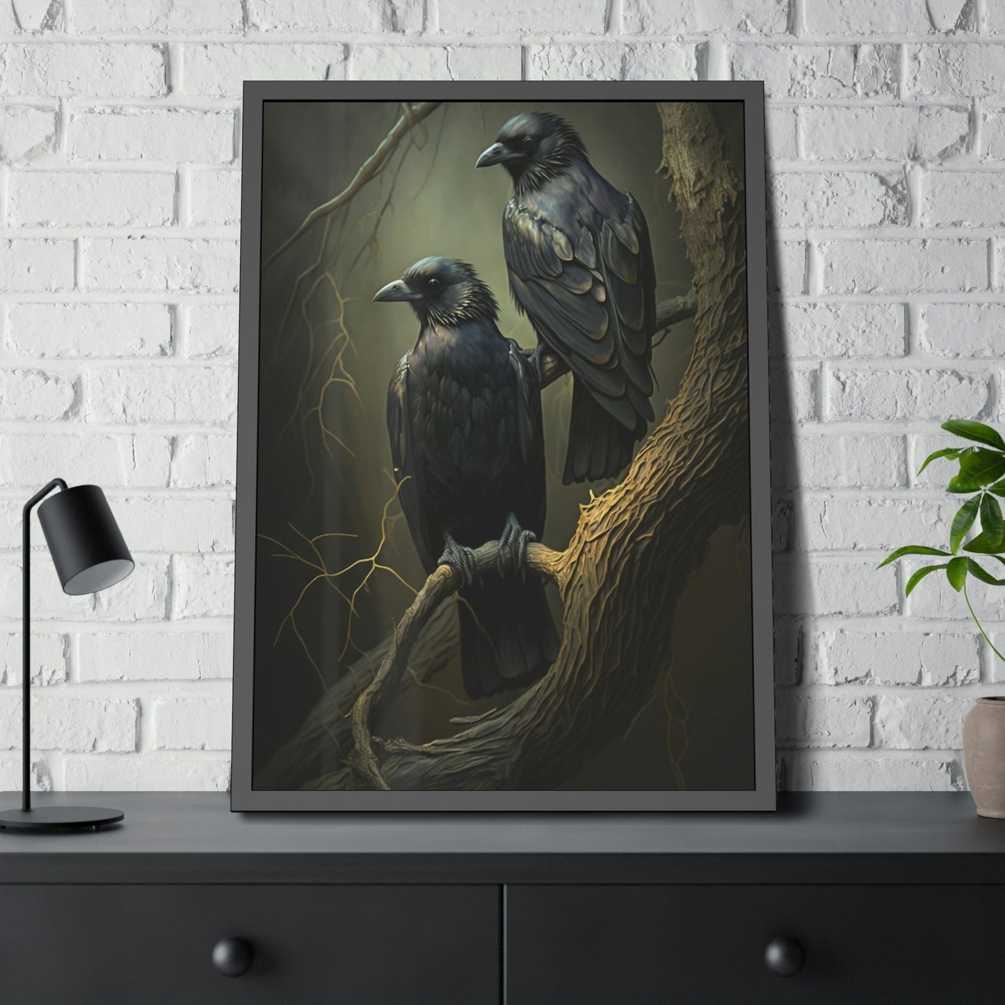 Guardians of the Night: Ravens Perched on a Branch