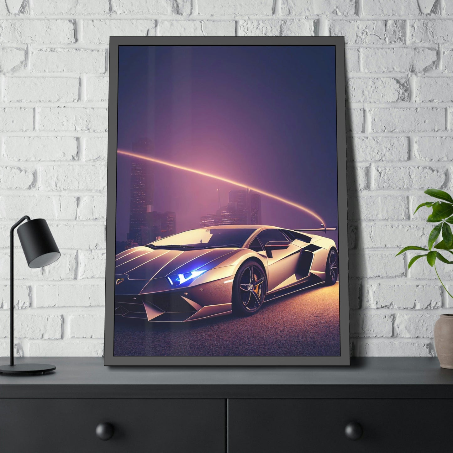 Sleek Supercar Beauty: Framed Canvas & Poster Print of a Lamborghini