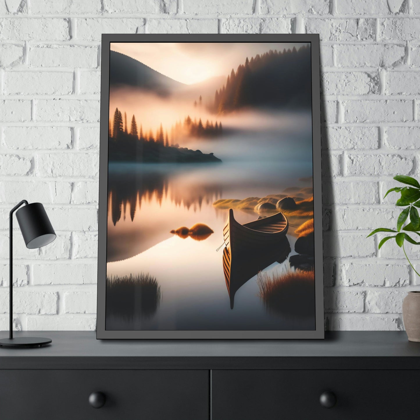 Water's Tranquility: Artful Canvas and Poster Print of Lakes and Rivers