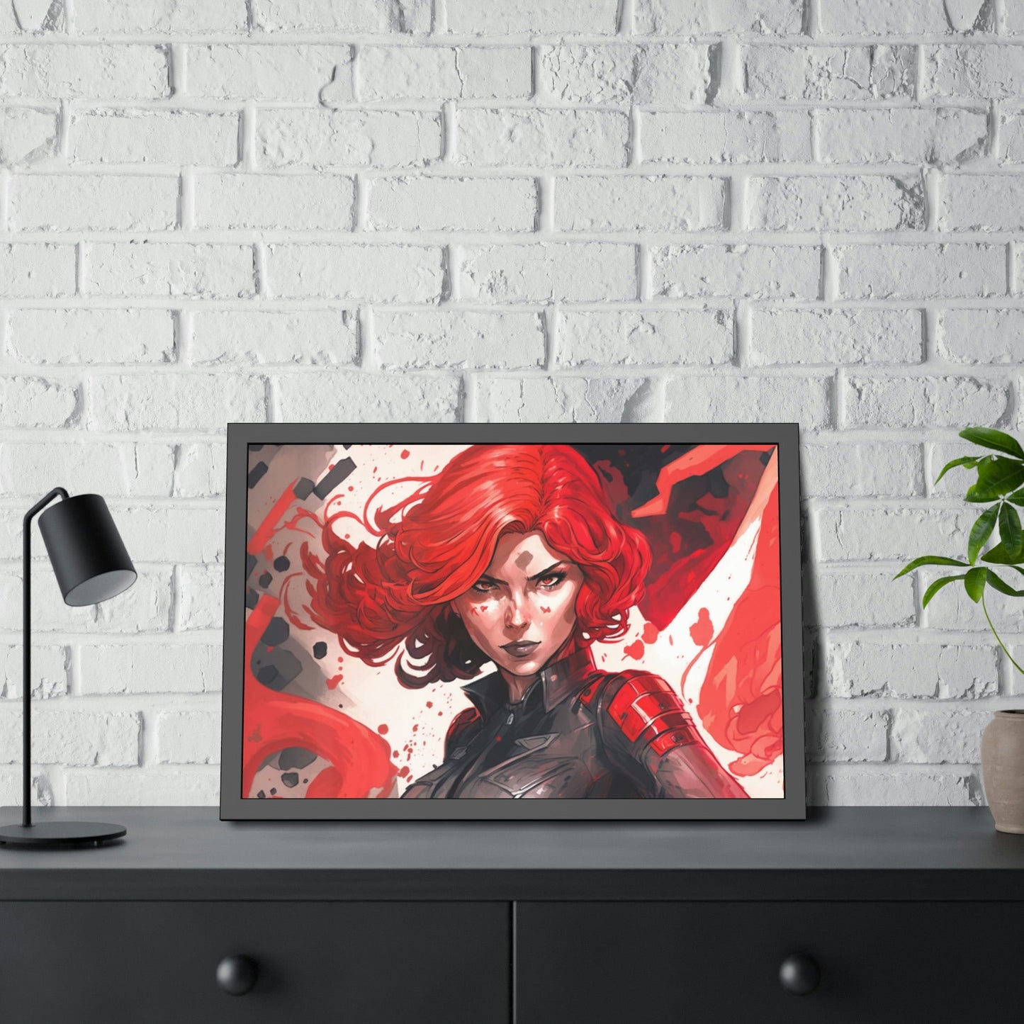 Deadly Beauty: Natural Canvas and Framed Poster with Black Widow Art