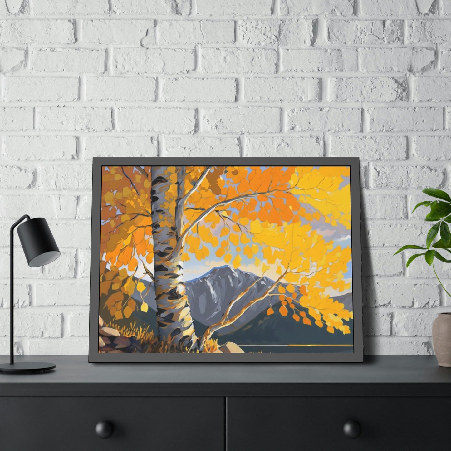 The Majesty of Aspen Trees: Framed Canvas & Poster Print of Golden Leaves