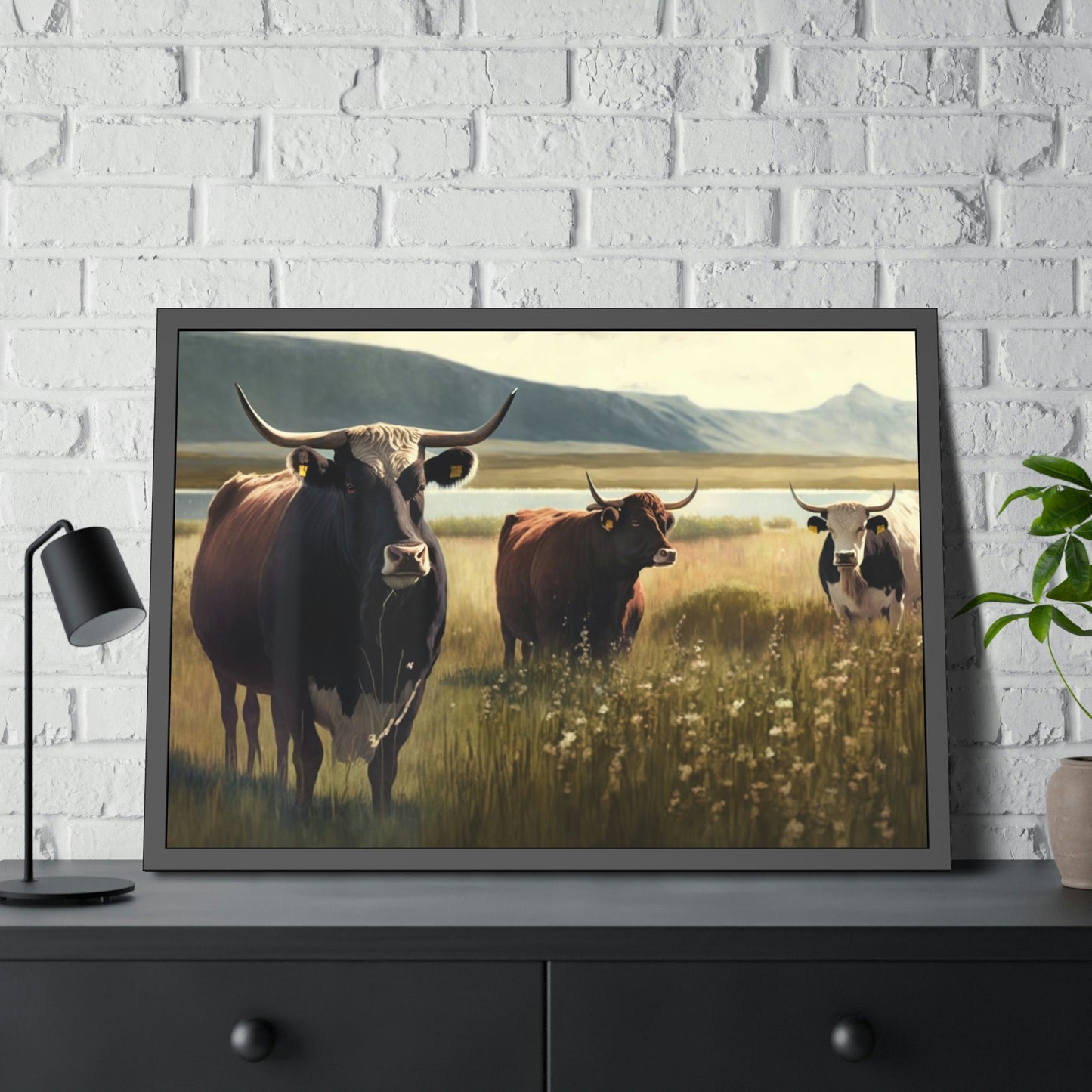 Fields of Bovine Wonder: A Painting of Cows on Canvas