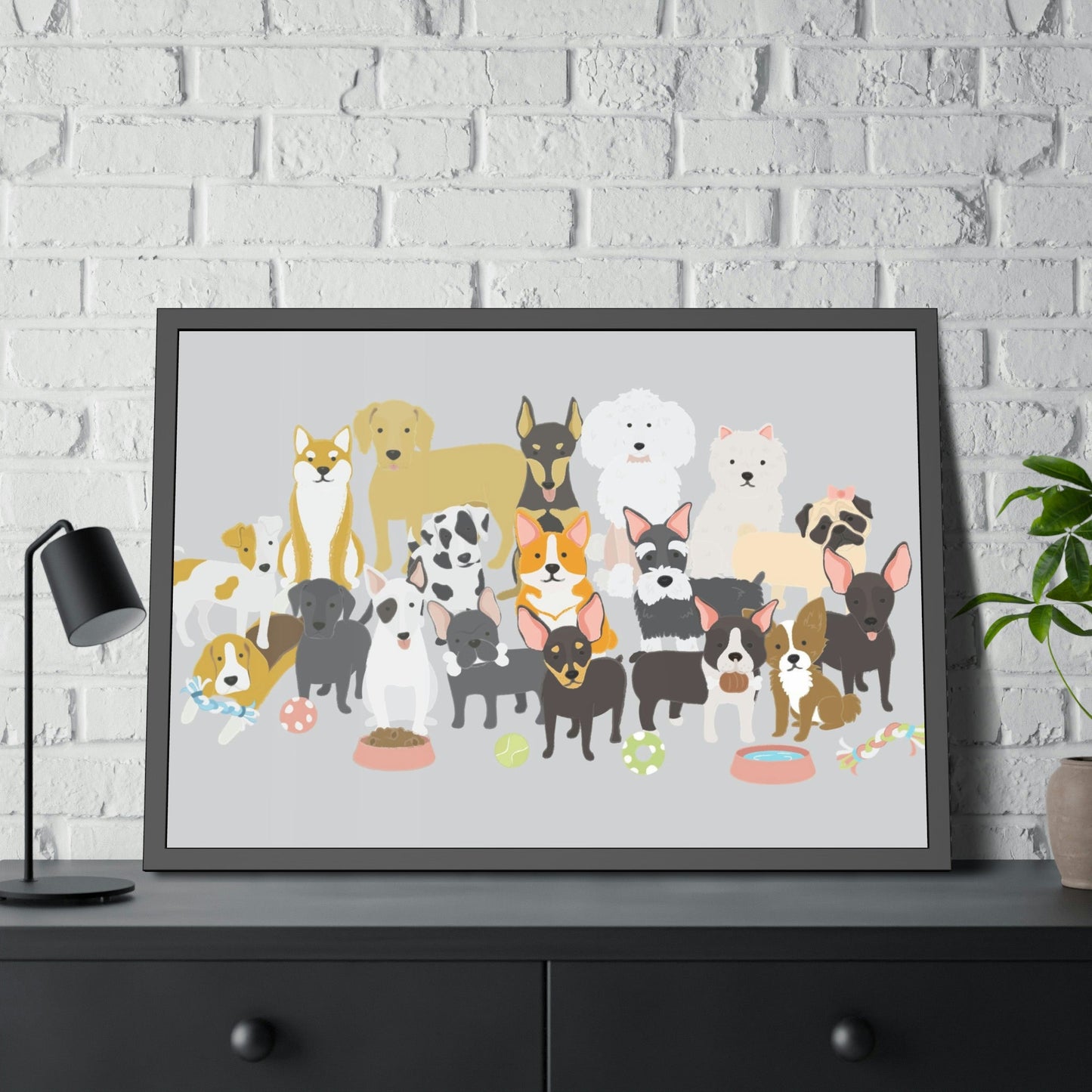 Canine Comfort: Poster of Dogs Relaxing on a Framed Canvas