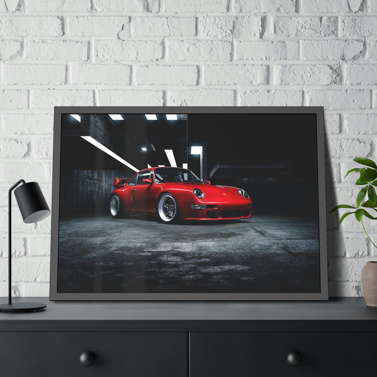 Passionate Red Porsche: A Vibrant Print on Natural Canvas & Poster