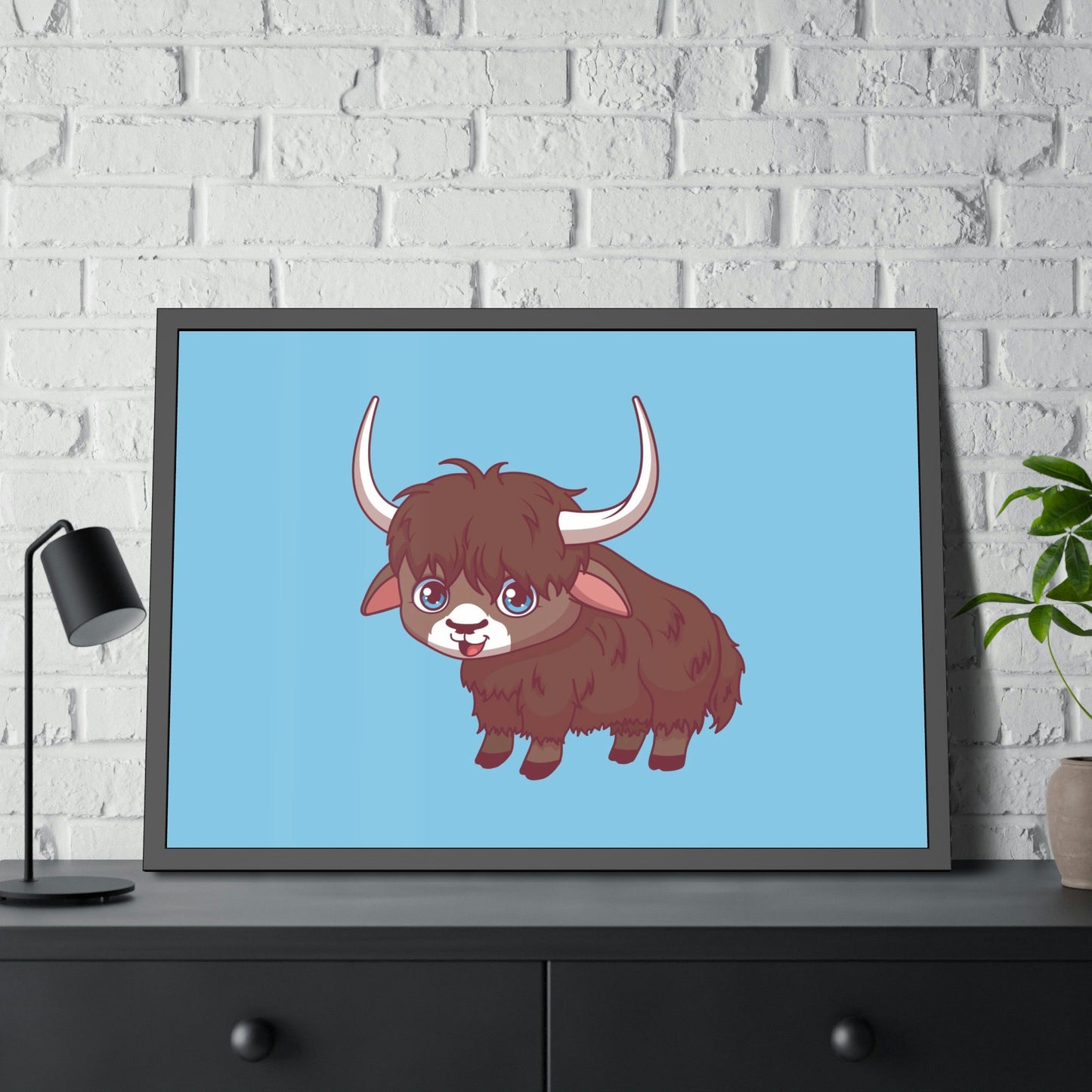 Adorable Bovine: Framed Poster Wall Art Featuring a Sweet Cow Portrait for Kids' Room Decor