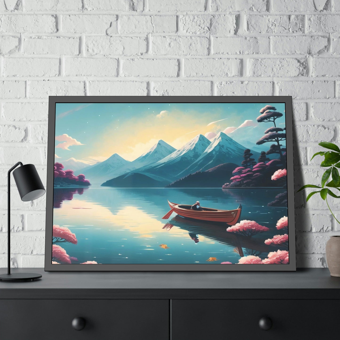 Awe-Inspiring Waters: Framed Canvas Print of Beautiful Lakes and Rivers