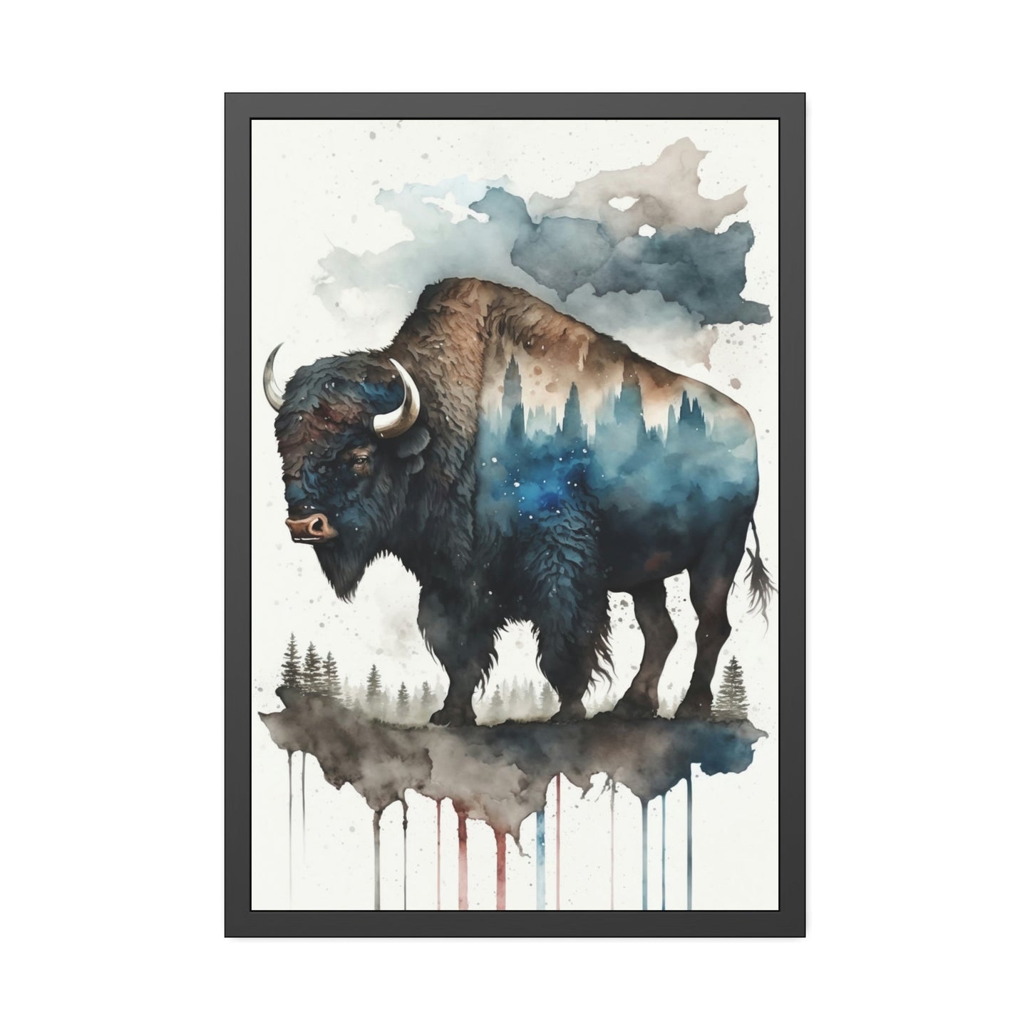 A Lone Buffalo in the Wild: An Inspiring Artwork on Canvas & Poster