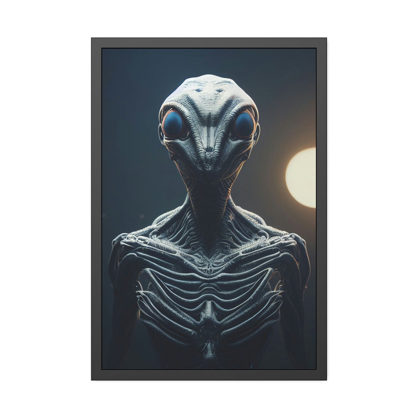 Beyond Our World: Framed Canvas Art Featuring a Mystical Alien