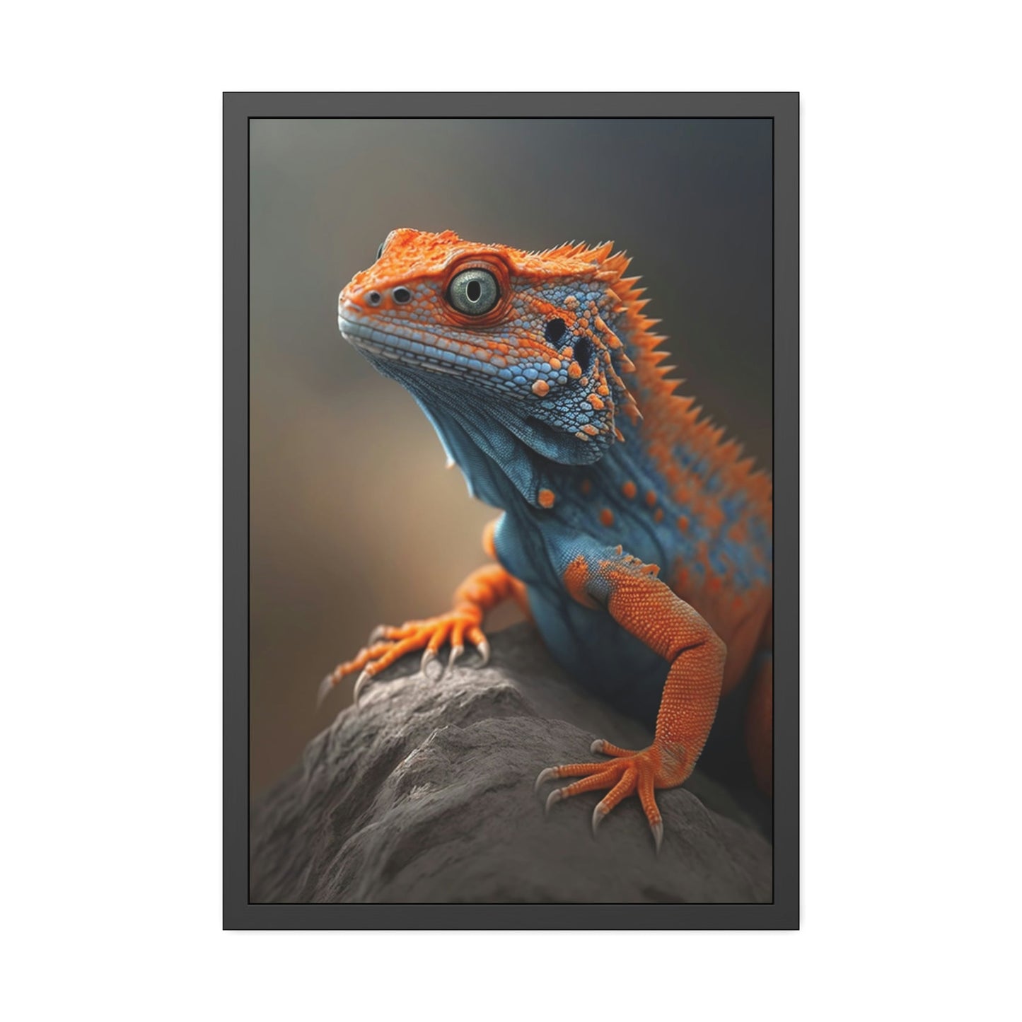 Bold and Bright: Vibrant Lizard Print on Natural Canvas & Poster