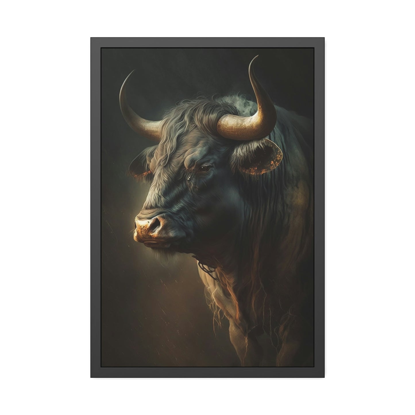 Bull's Strength: Canvas Wall Art Print of Majestic Horned Animal