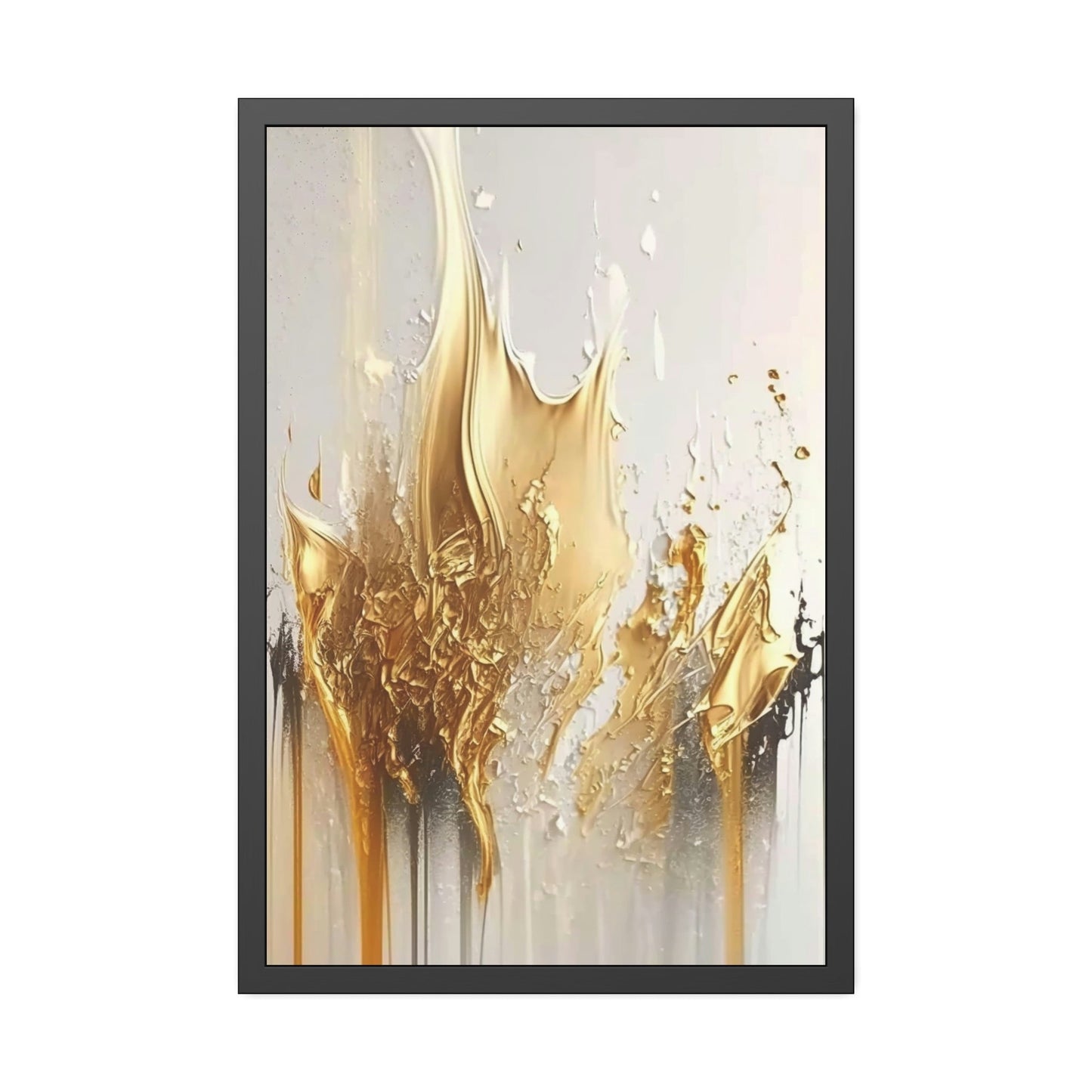 Gilded Beauty: Print on Canvas of a Glamorous and Rich Abstract Art in Gold Hues on Natural Canvas