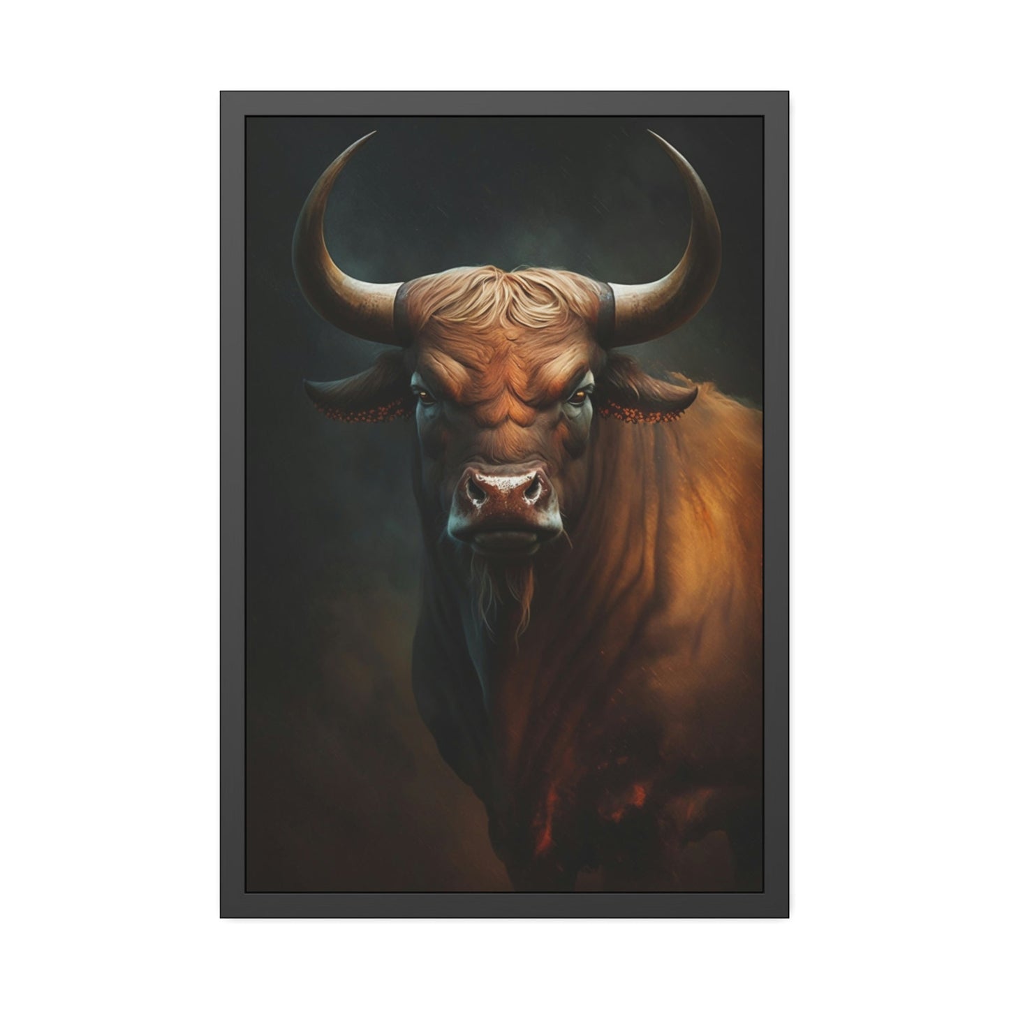 Portrait of a Bull: Natural Canvas & Poster Print of Majestic Animal