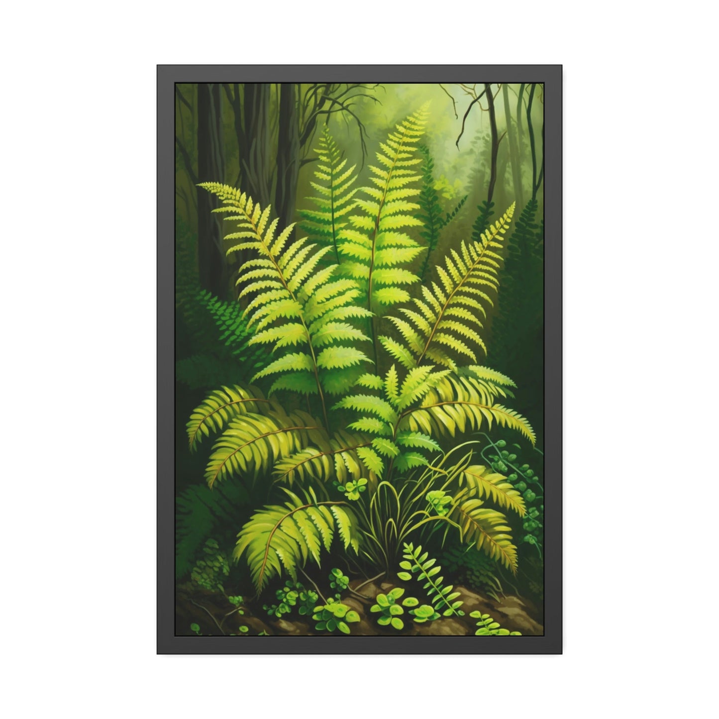 The Enchanted Forest: A Painting on Canvas Featuring Ferns