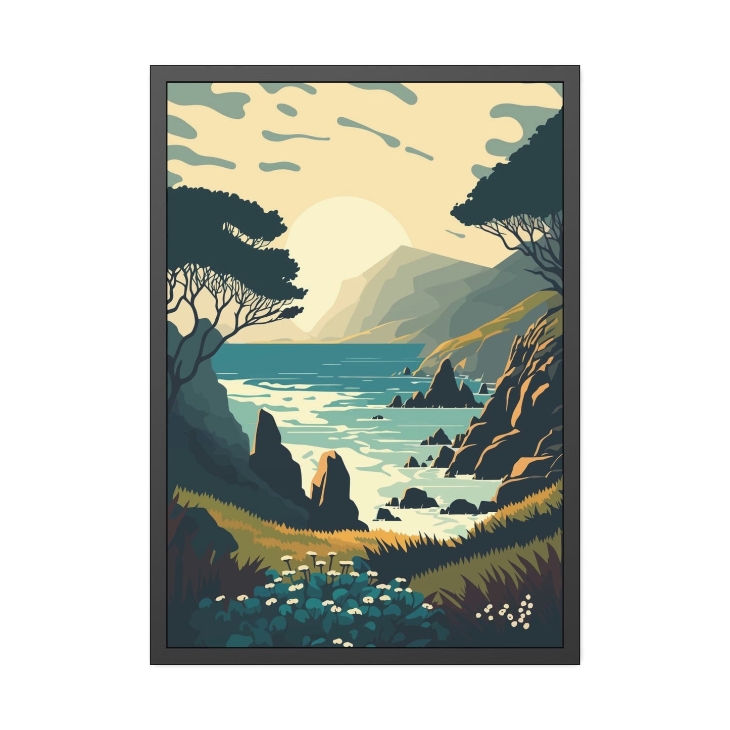 The Majesty of Lakes: Poster of a Majestic Lake on Framed Canvas