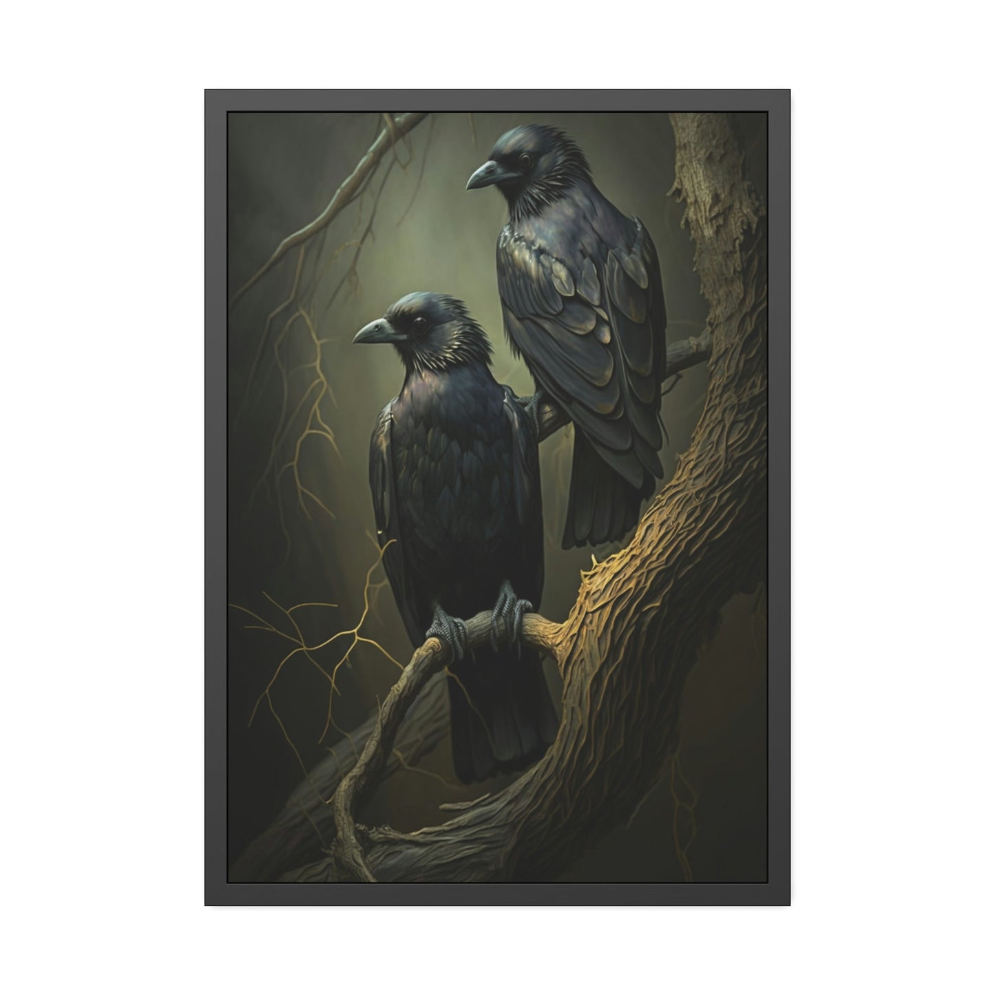 Guardians of the Night: Ravens Perched on a Branch