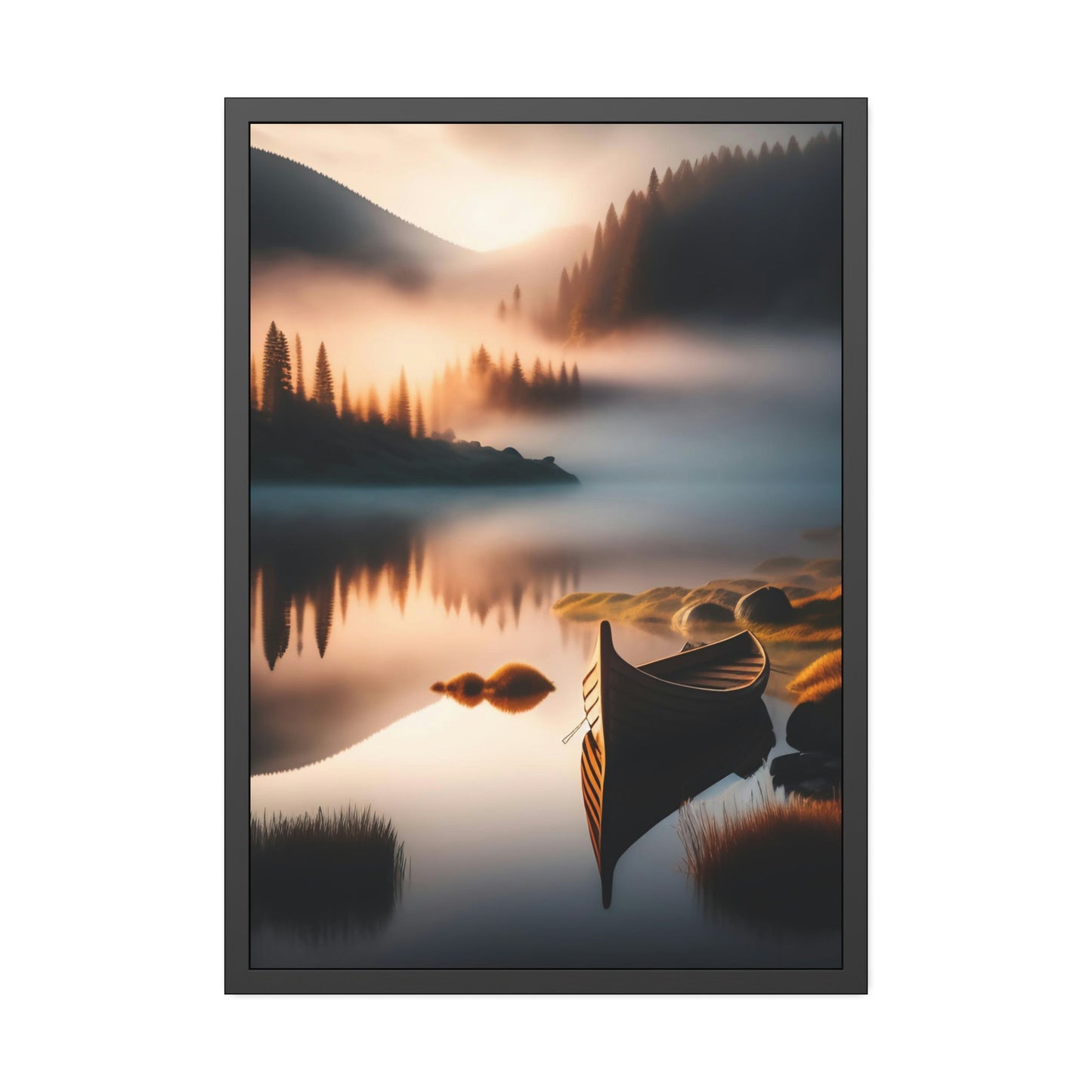 Water's Tranquility: Artful Canvas and Poster Print of Lakes and Rivers