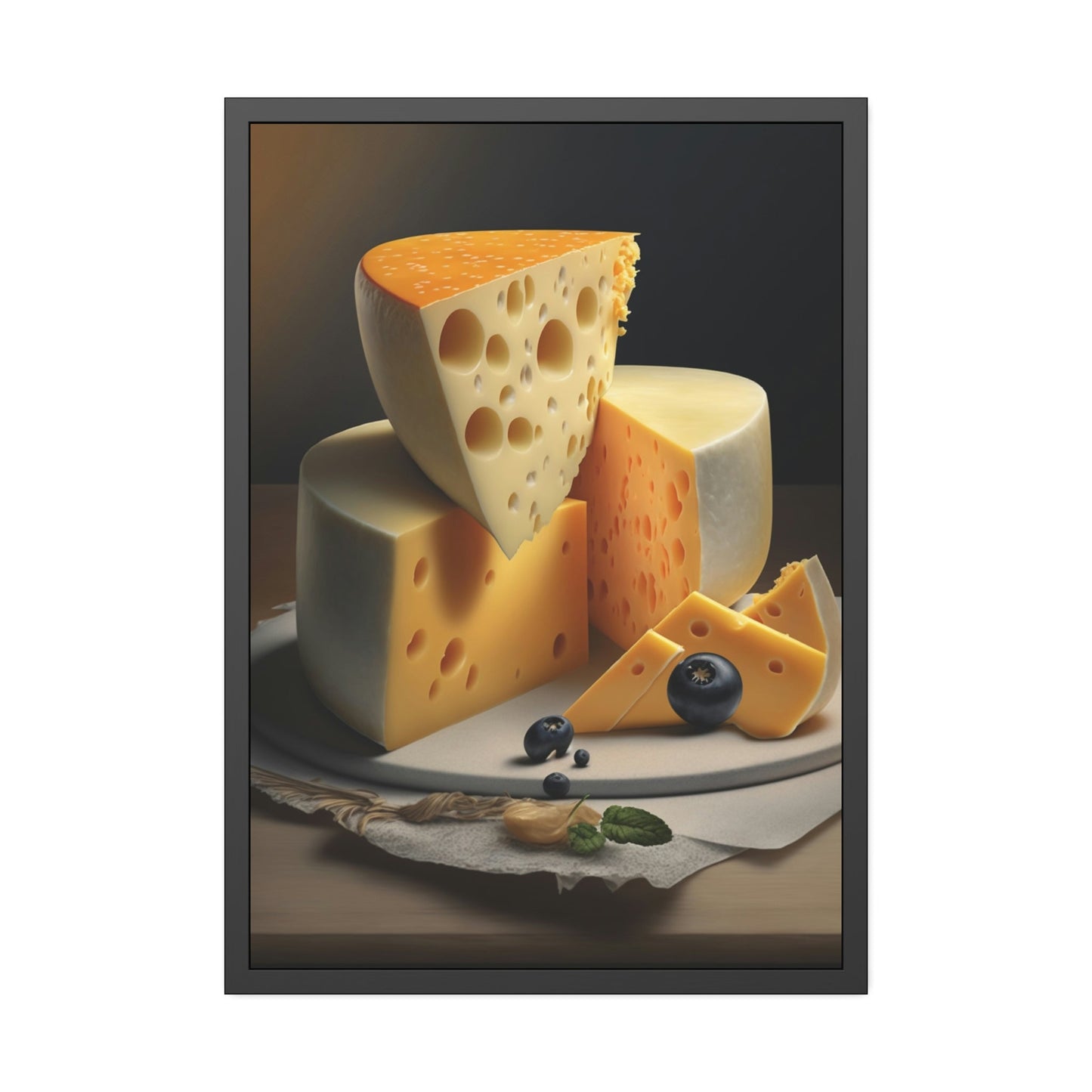 The Cheesy Charm: Framed Canvas and Poster Featuring Delicious Cheeses