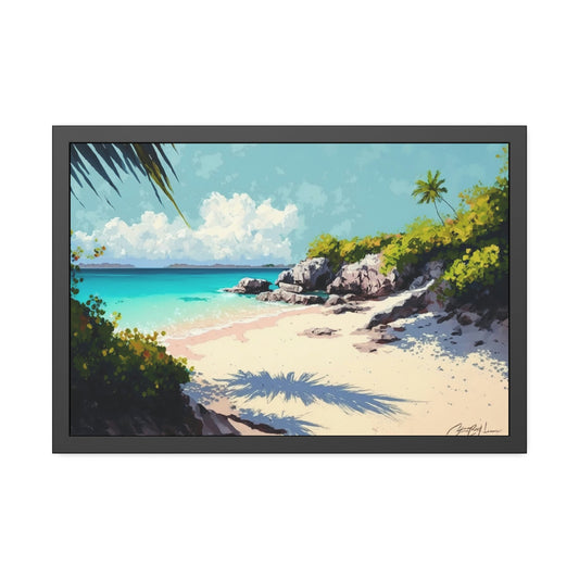 Escape to Paradise: Caribbean Beach Art on Natural Canvas and Wall Art Prints