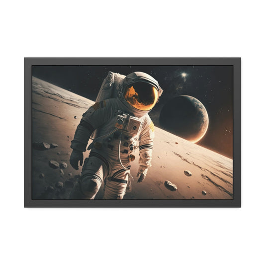 Journey to the Stars: Astronauts on Natural Canvas and Framed Poster