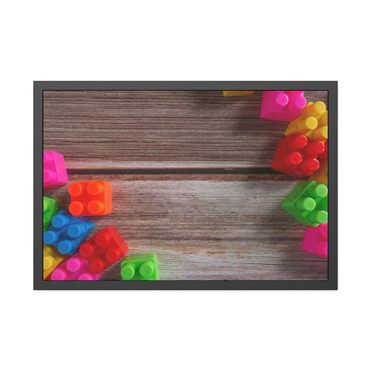 Colorful Block Mastery: Framed Canvas and Print of Lego Art