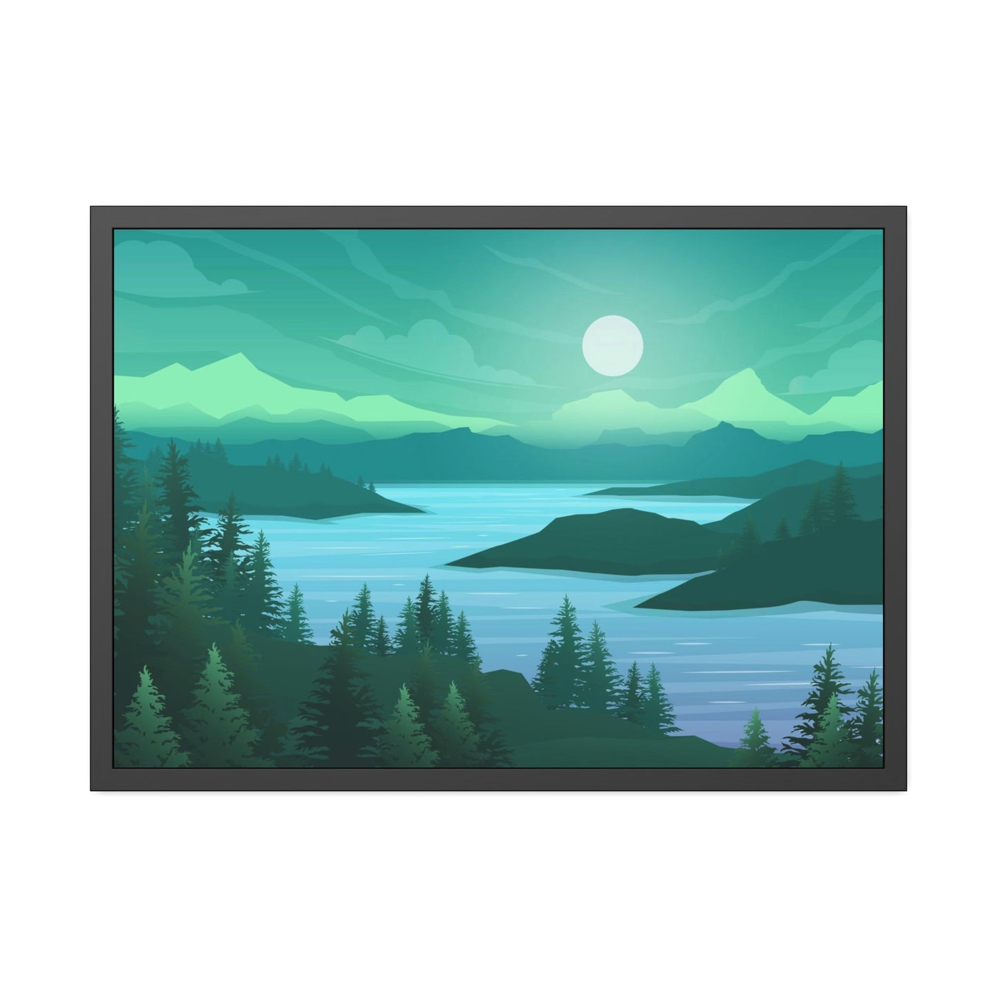 Calming Waters: Framed Poster of a Relaxing Lake on Canvas