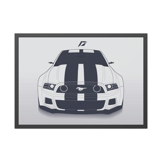 The Art of Speed: Framed Canvas Poster Featuring a Mustang Sports Car