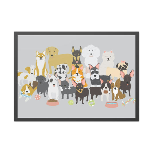 Canine Comfort: Poster of Dogs Relaxing on a Framed Canvas